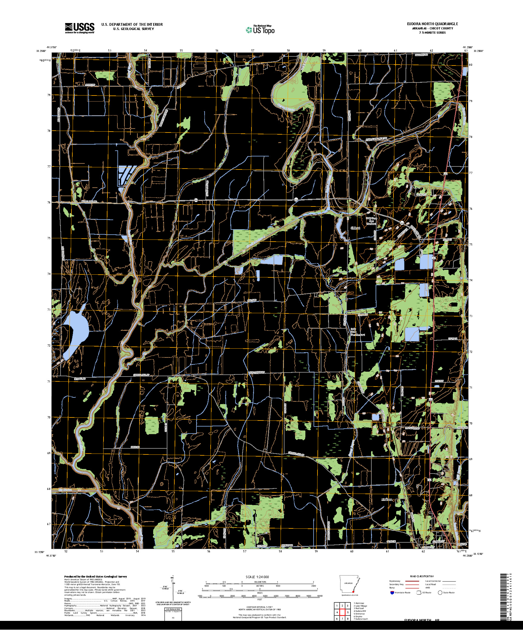 US TOPO 7.5-MINUTE MAP FOR EUDORA NORTH, AR