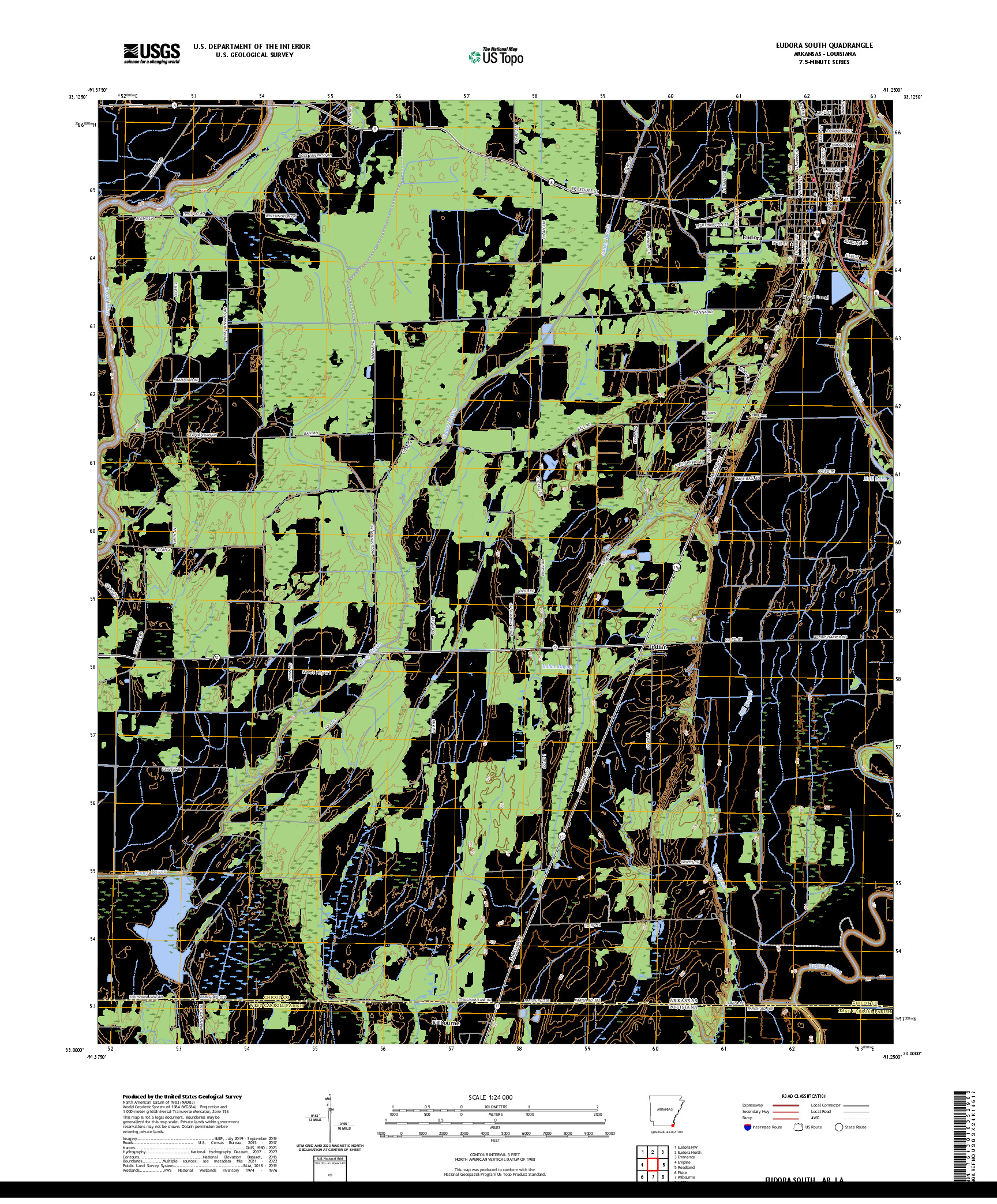 US TOPO 7.5-MINUTE MAP FOR EUDORA SOUTH, AR,LA