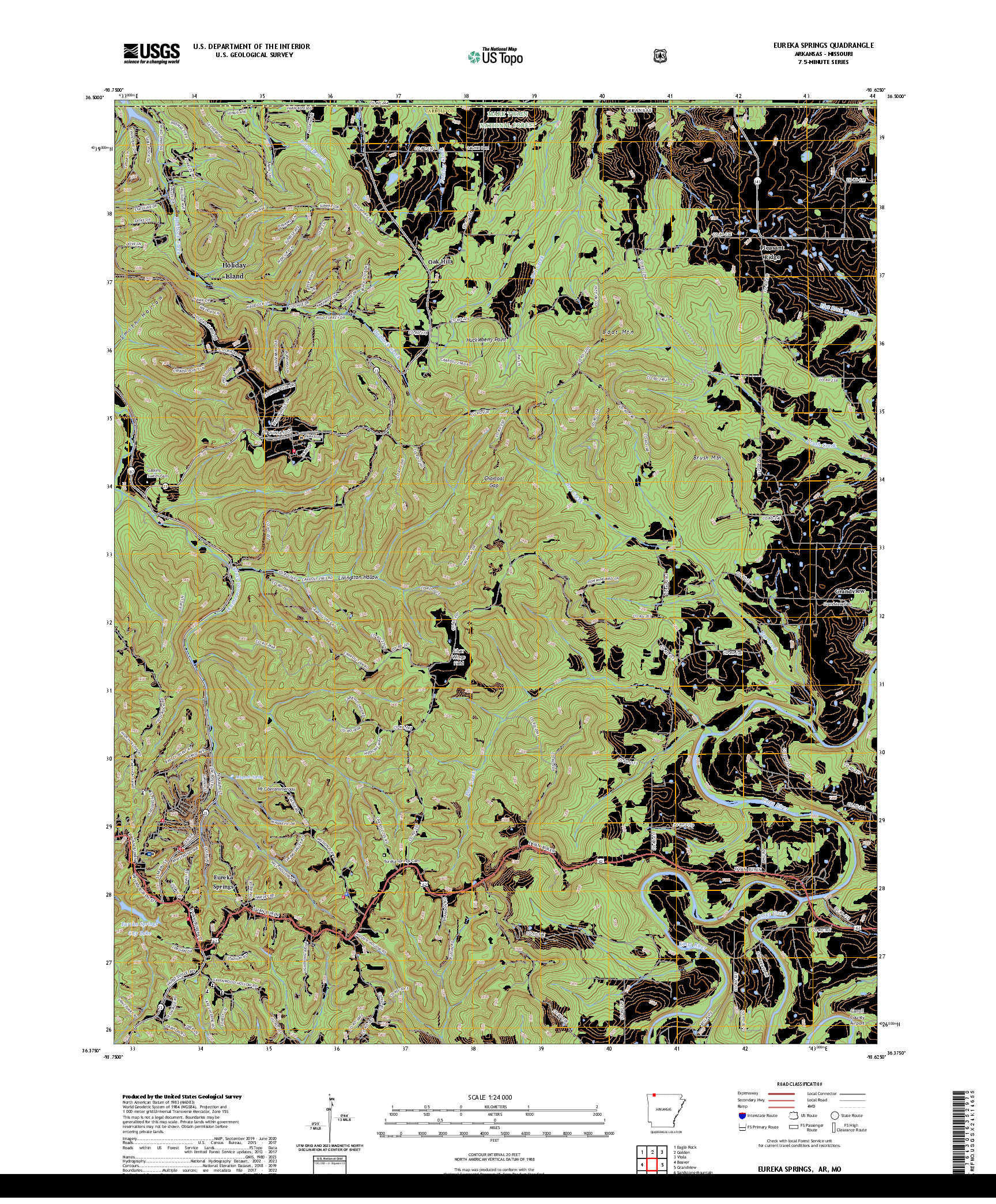 US TOPO 7.5-MINUTE MAP FOR EUREKA SPRINGS, AR,MO