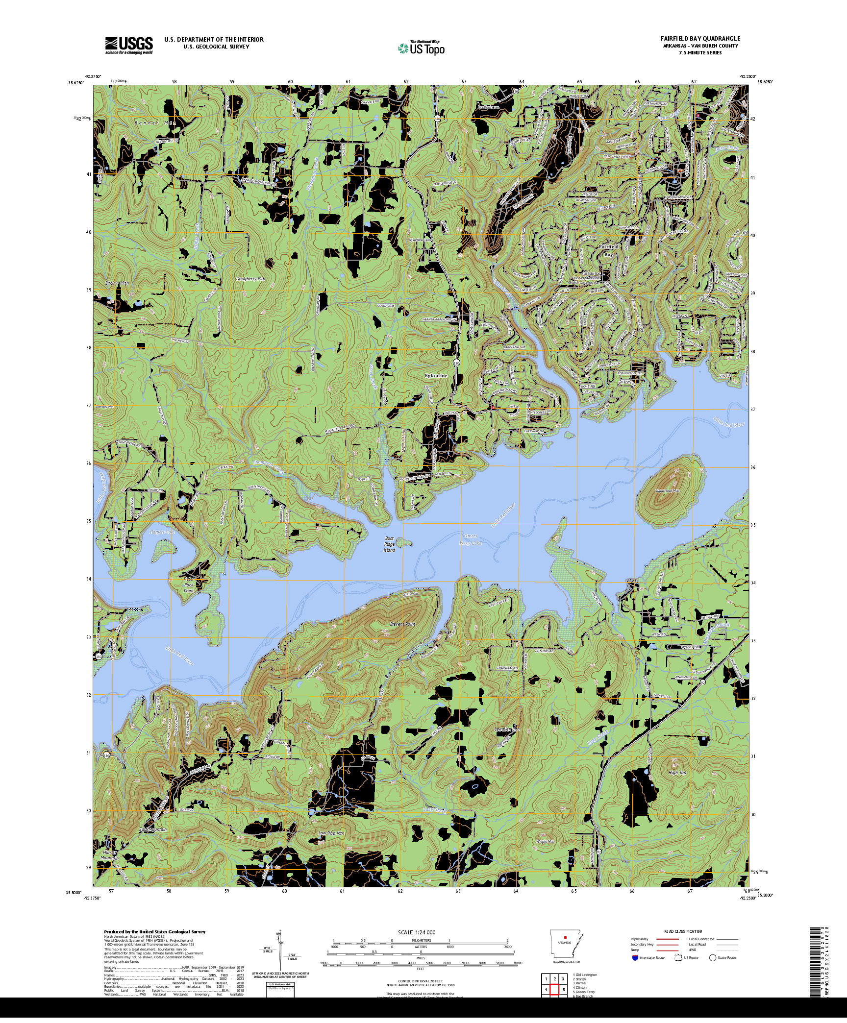 US TOPO 7.5-MINUTE MAP FOR FAIRFIELD BAY, AR