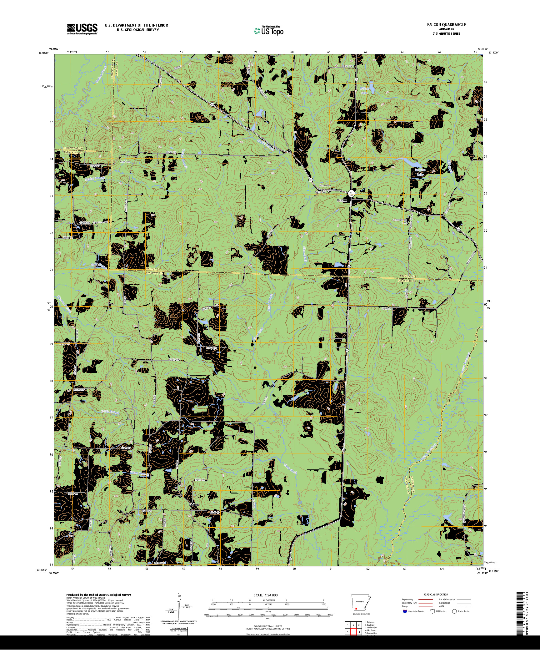 US TOPO 7.5-MINUTE MAP FOR FALCON, AR