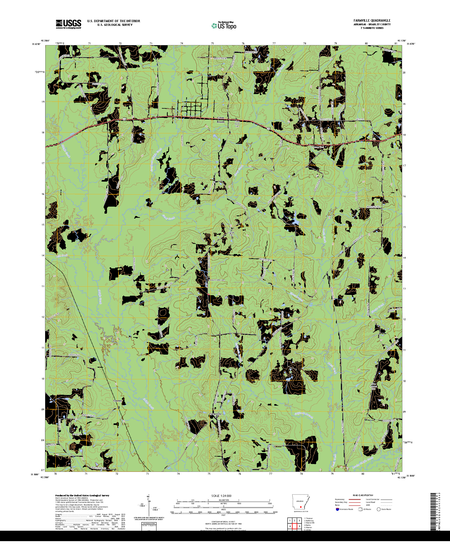 US TOPO 7.5-MINUTE MAP FOR FARMVILLE, AR