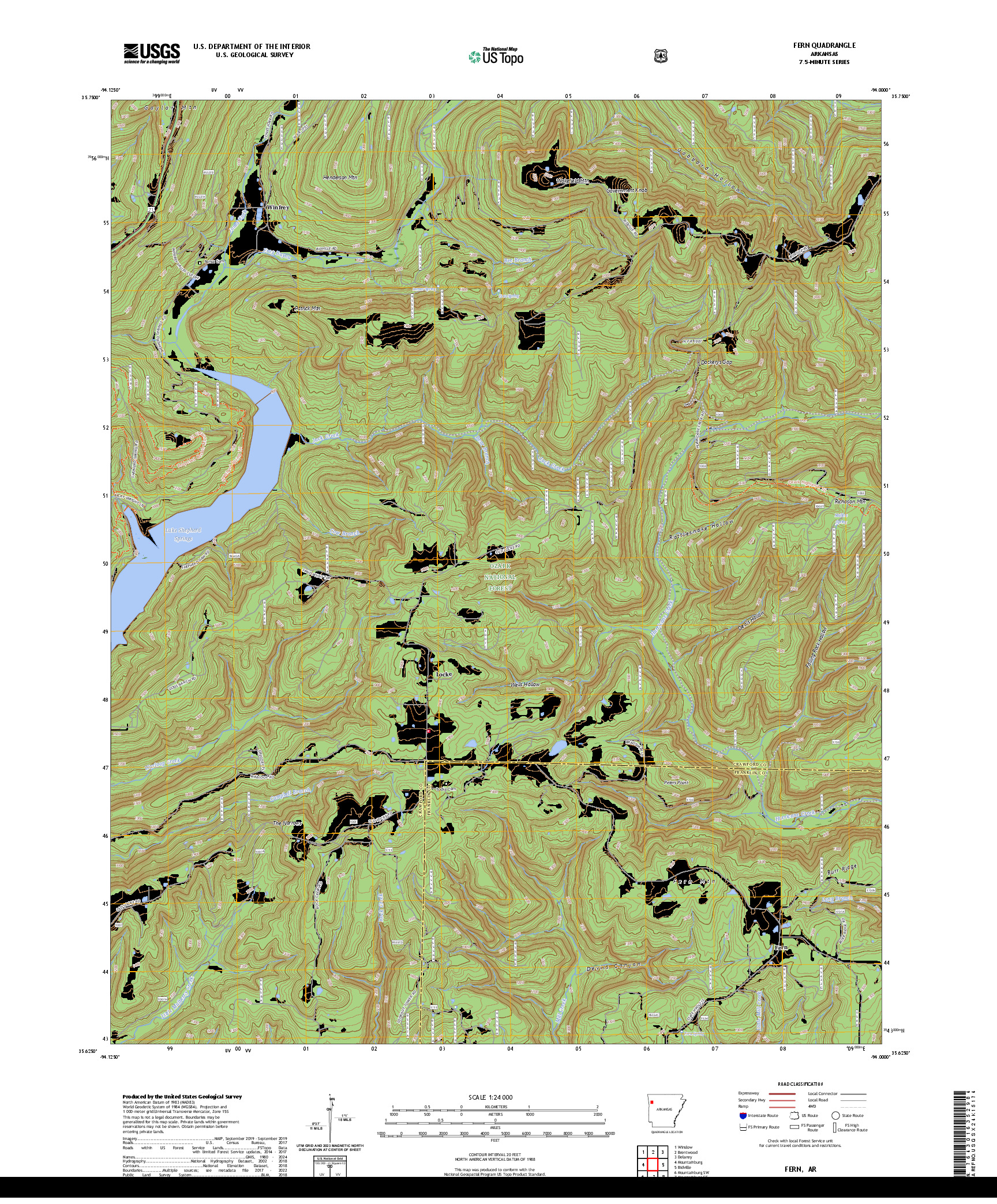 US TOPO 7.5-MINUTE MAP FOR FERN, AR