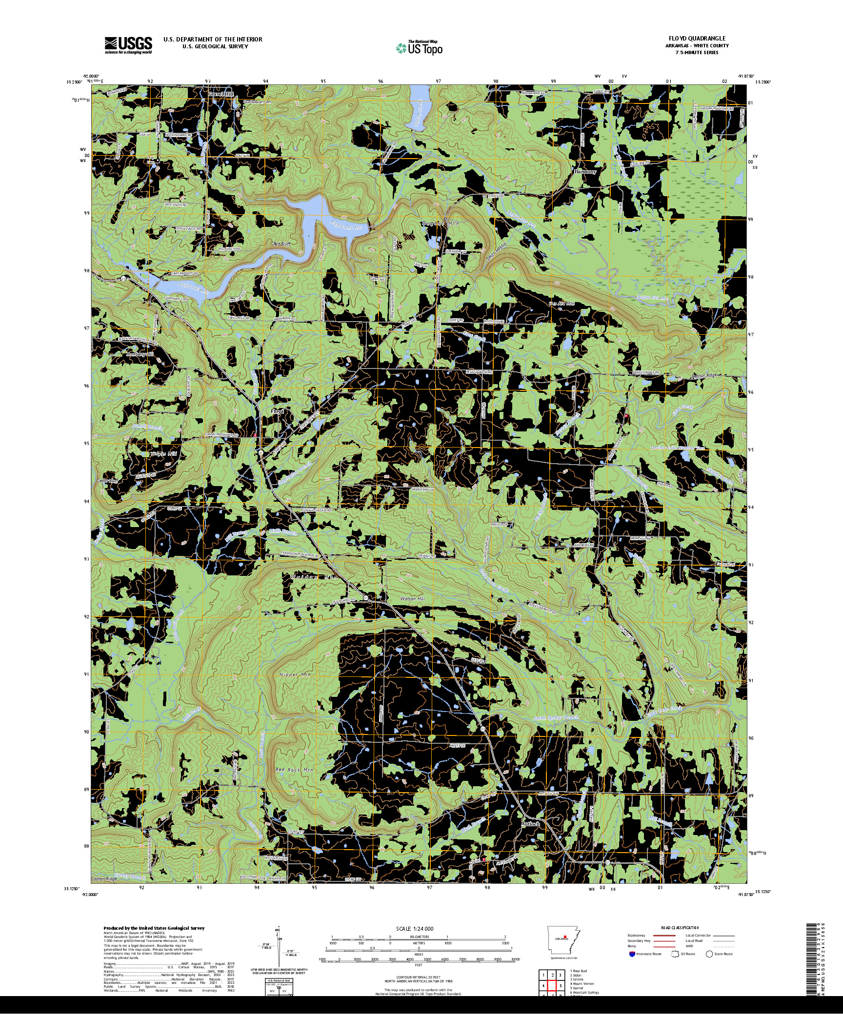 US TOPO 7.5-MINUTE MAP FOR FLOYD, AR