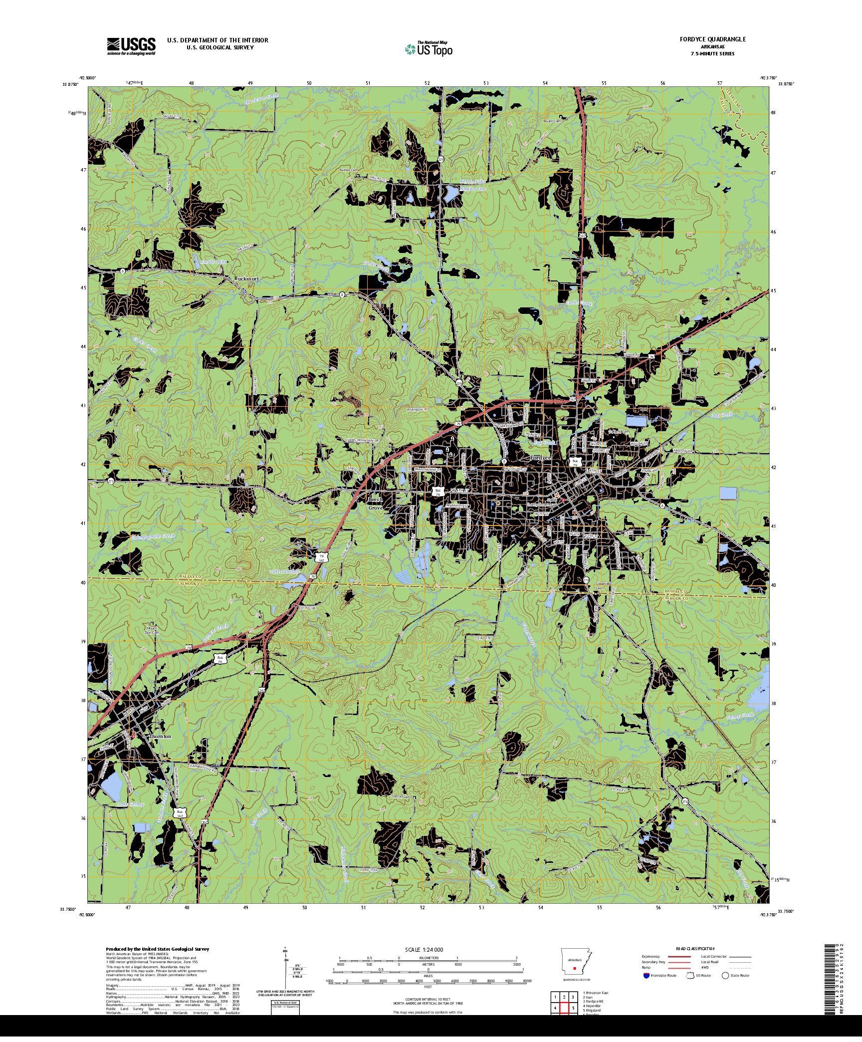 US TOPO 7.5-MINUTE MAP FOR FORDYCE, AR