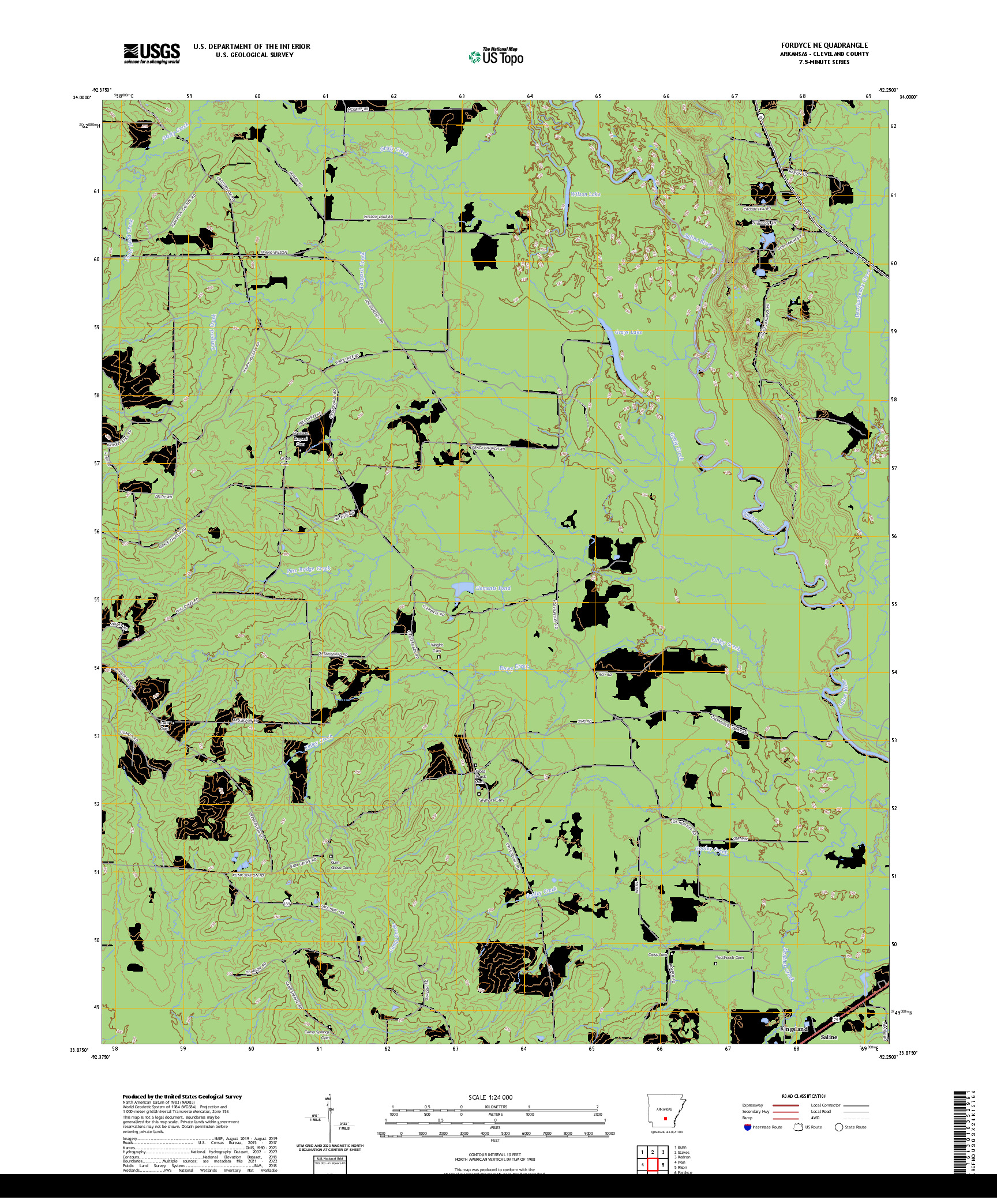 US TOPO 7.5-MINUTE MAP FOR FORDYCE NE, AR