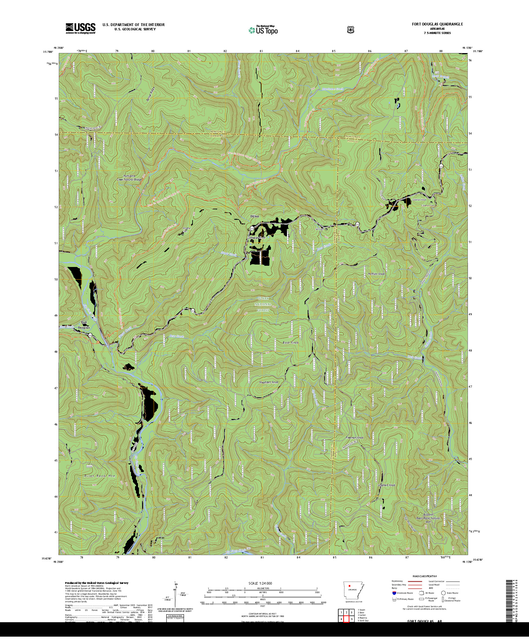 US TOPO 7.5-MINUTE MAP FOR FORT DOUGLAS, AR