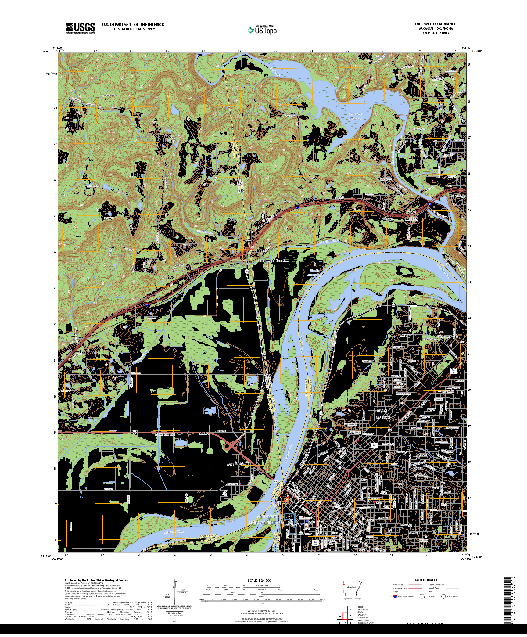US TOPO 7.5-MINUTE MAP FOR FORT SMITH, AR,OK