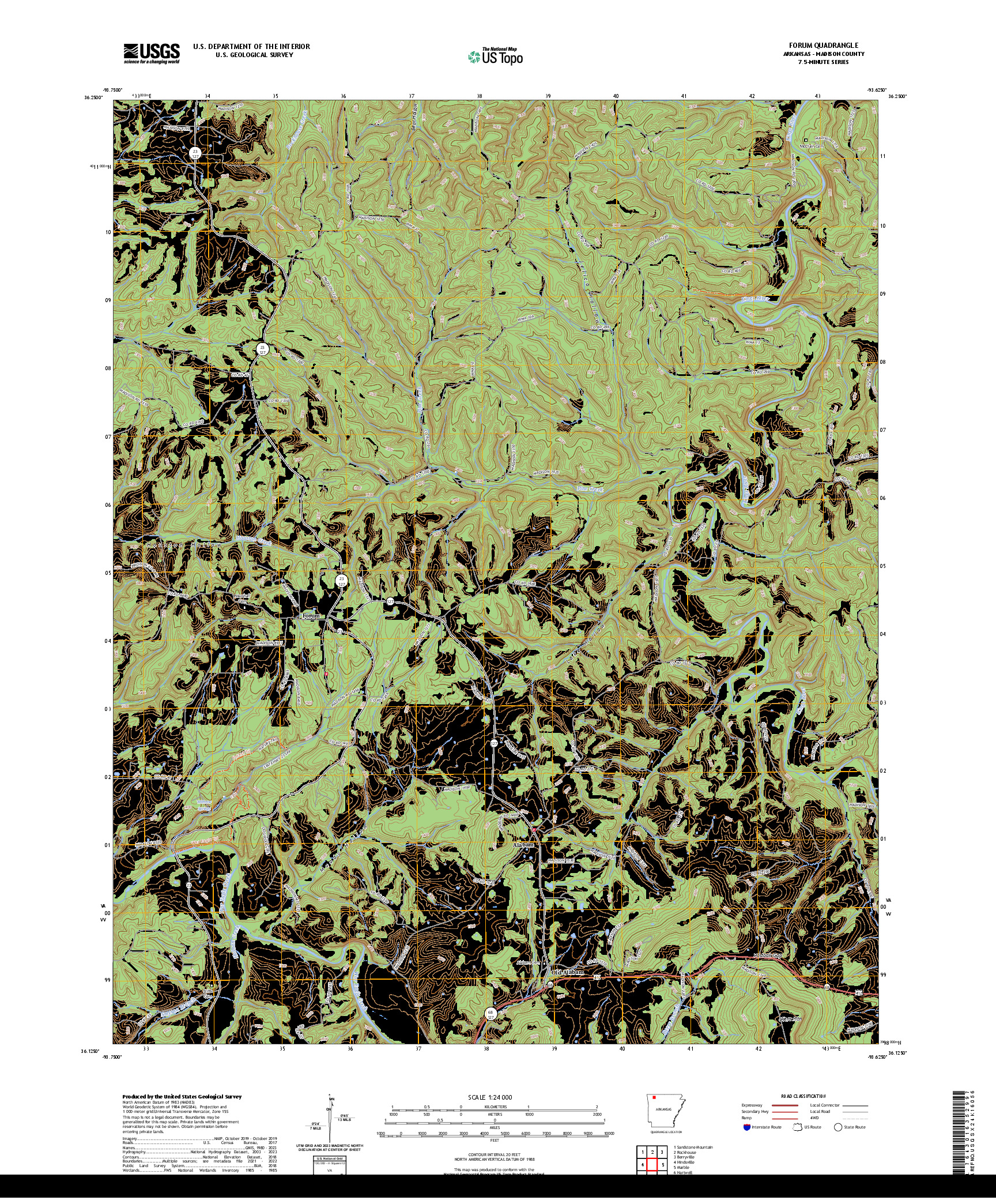 US TOPO 7.5-MINUTE MAP FOR FORUM, AR