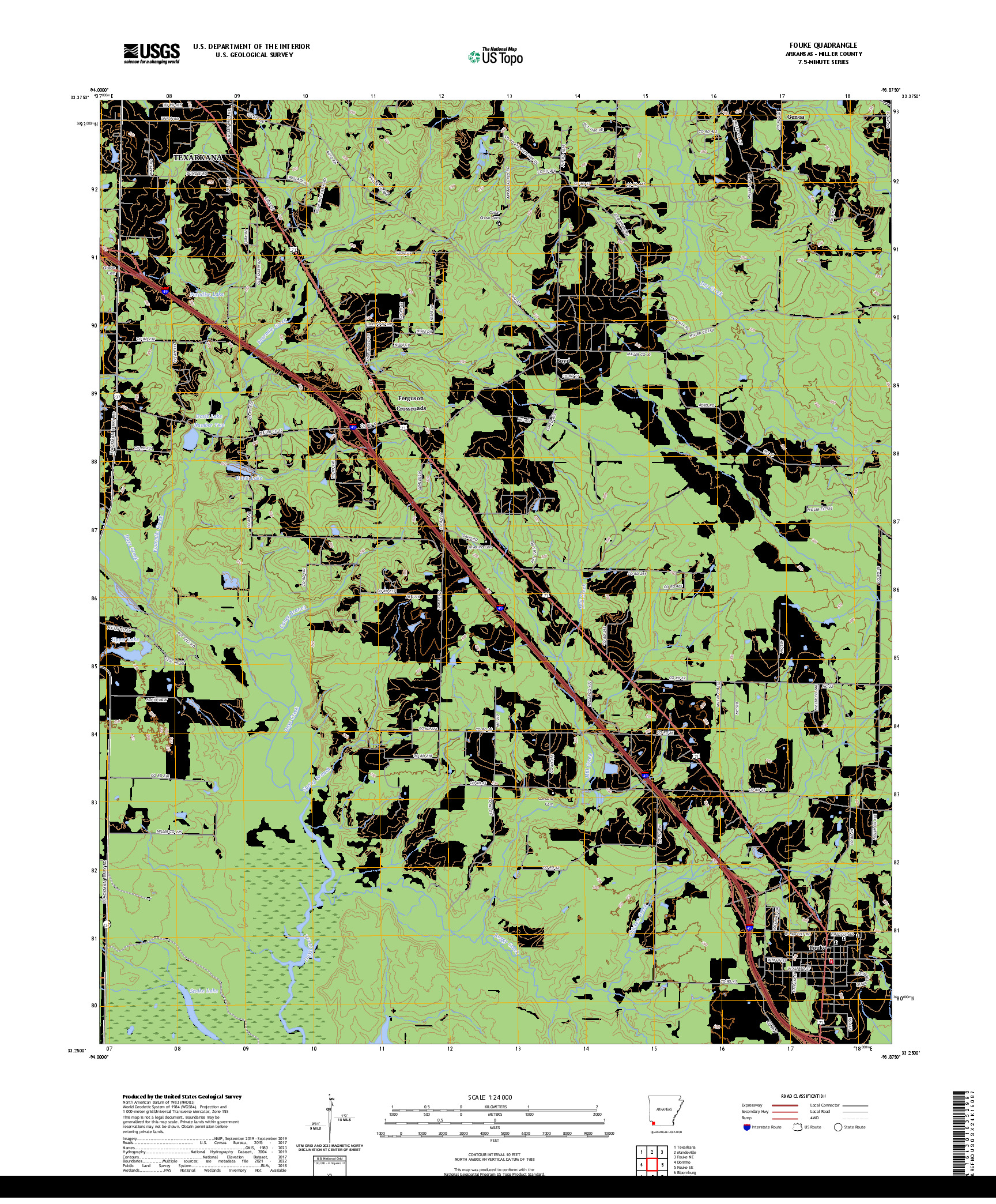 US TOPO 7.5-MINUTE MAP FOR FOUKE, AR