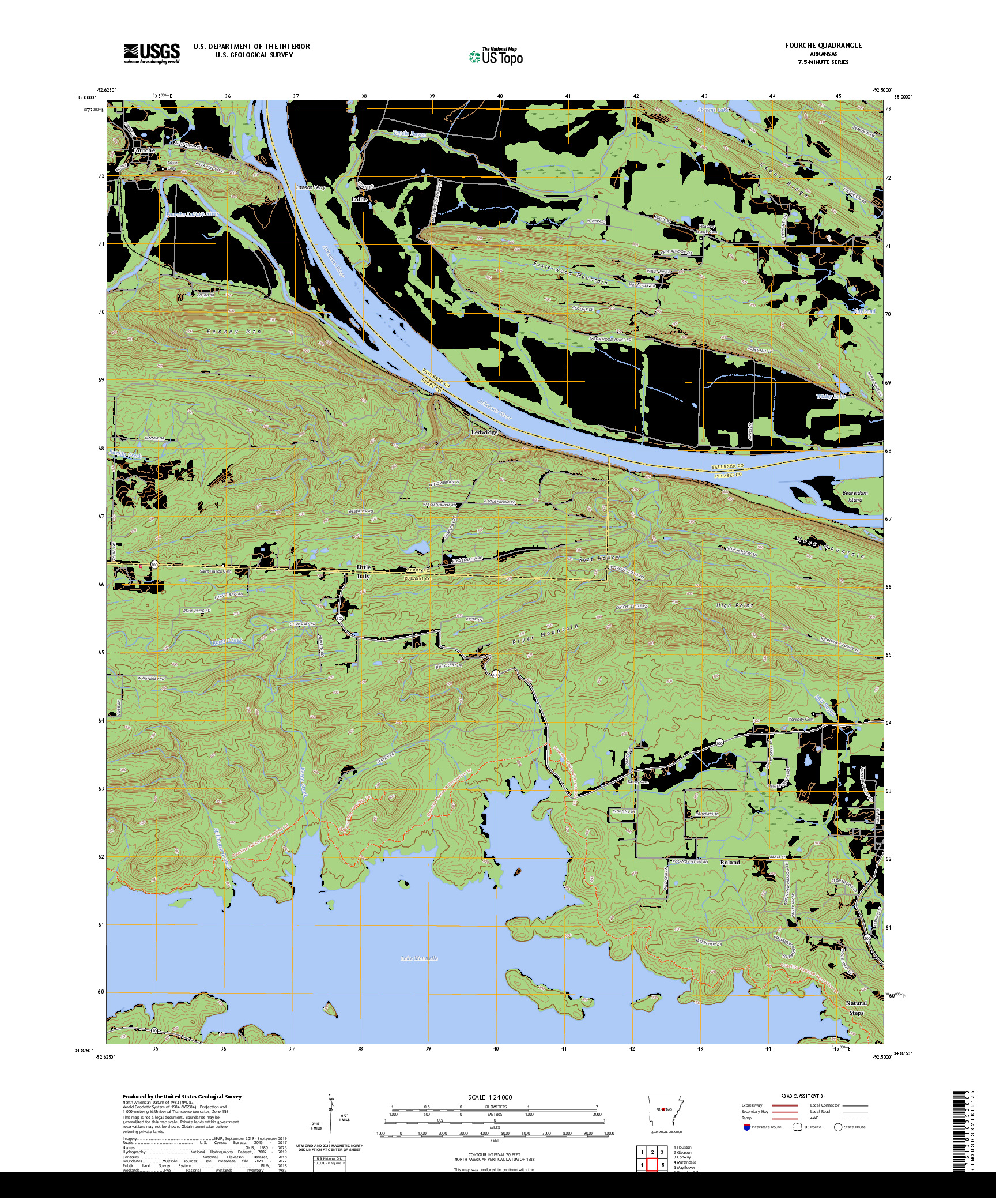 US TOPO 7.5-MINUTE MAP FOR FOURCHE, AR