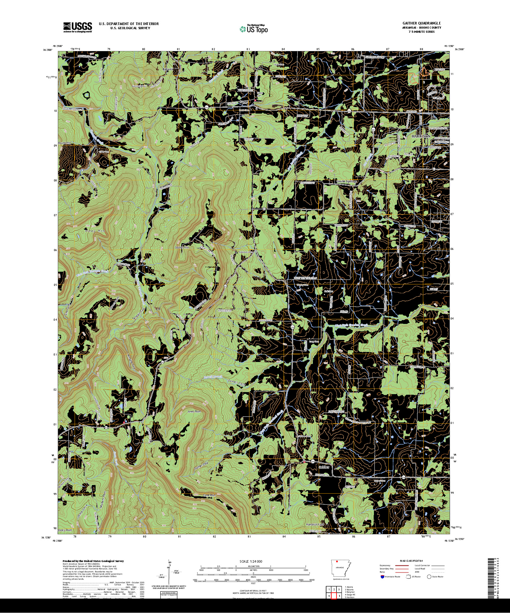 US TOPO 7.5-MINUTE MAP FOR GAITHER, AR