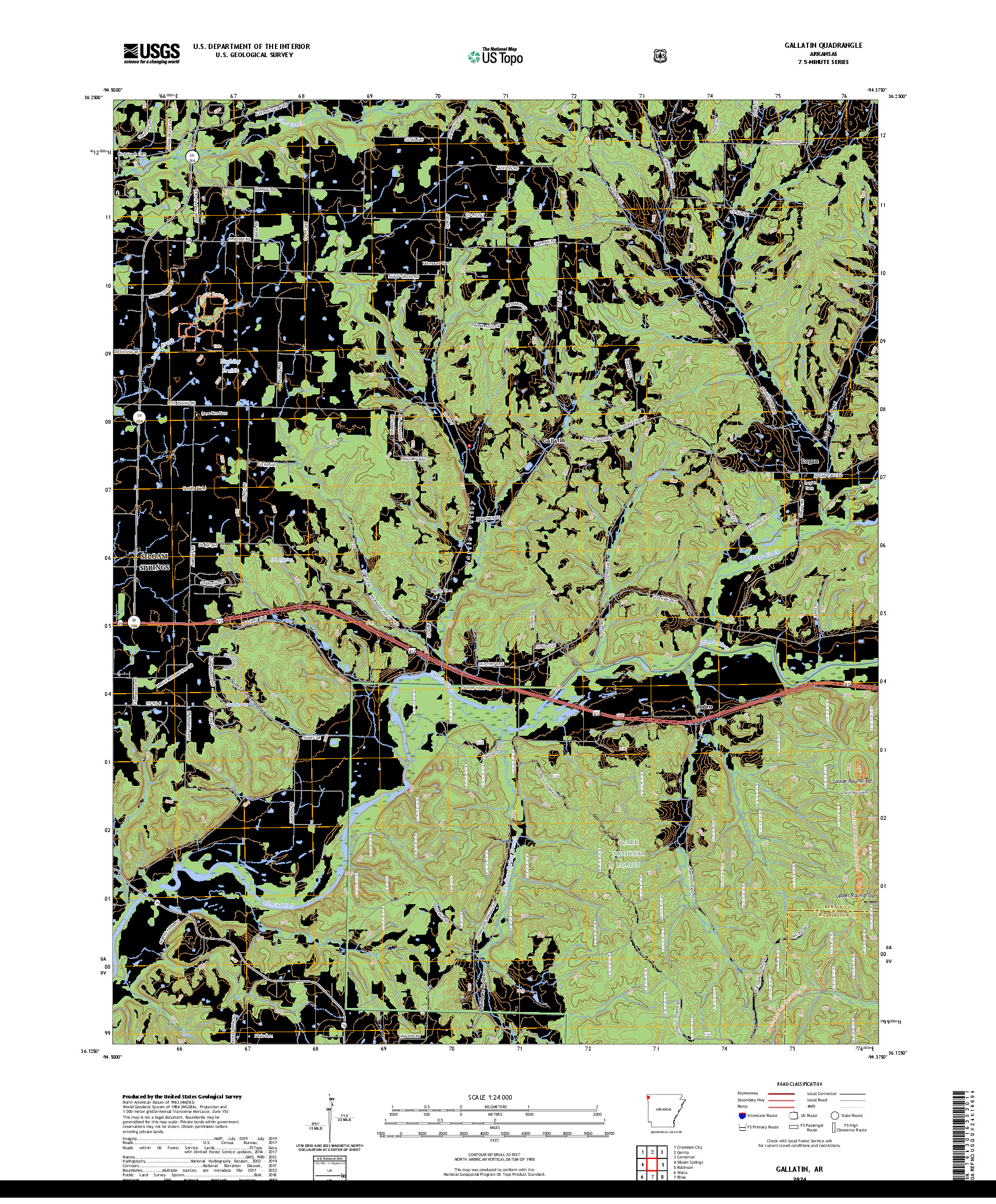 US TOPO 7.5-MINUTE MAP FOR GALLATIN, AR