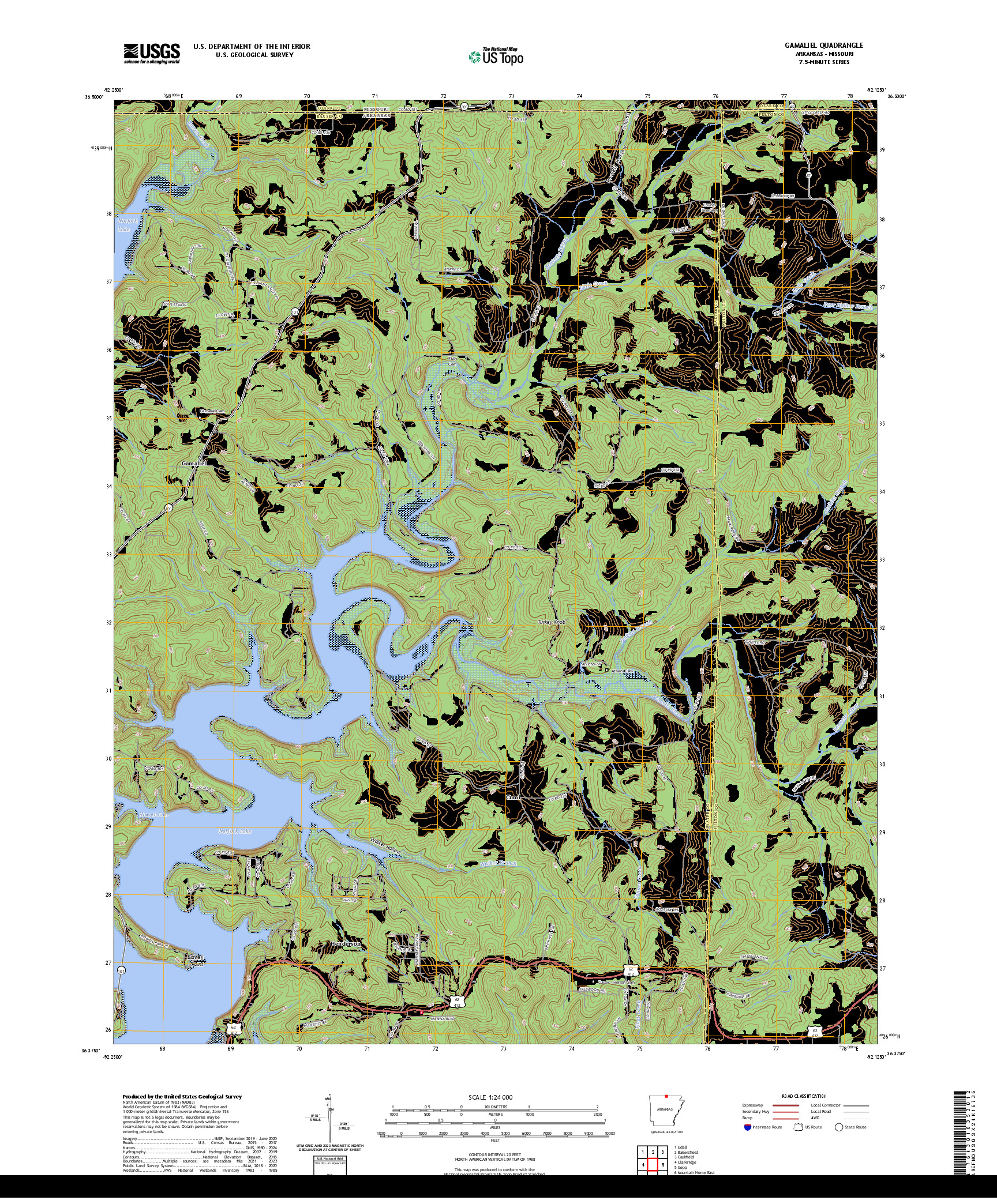 US TOPO 7.5-MINUTE MAP FOR GAMALIEL, AR,MO