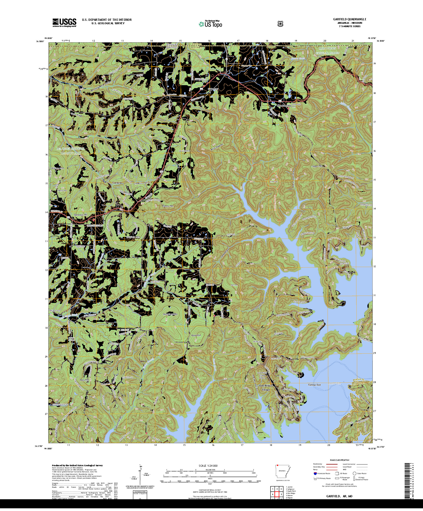 US TOPO 7.5-MINUTE MAP FOR GARFIELD, AR,MO