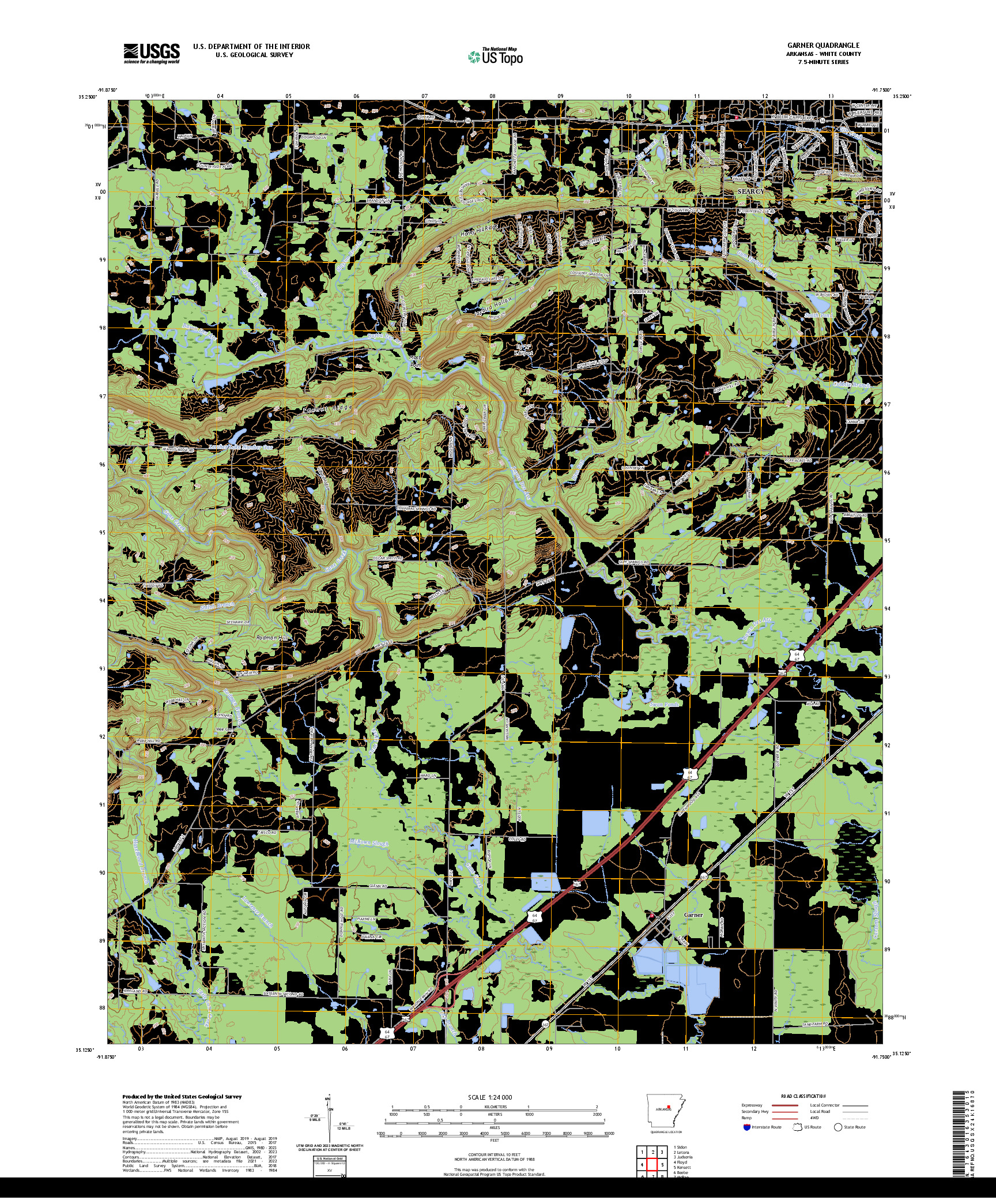 US TOPO 7.5-MINUTE MAP FOR GARNER, AR