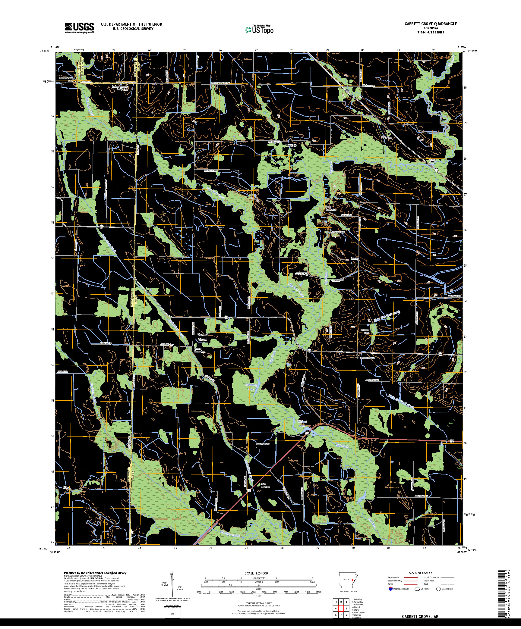 US TOPO 7.5-MINUTE MAP FOR GARRETT GROVE, AR