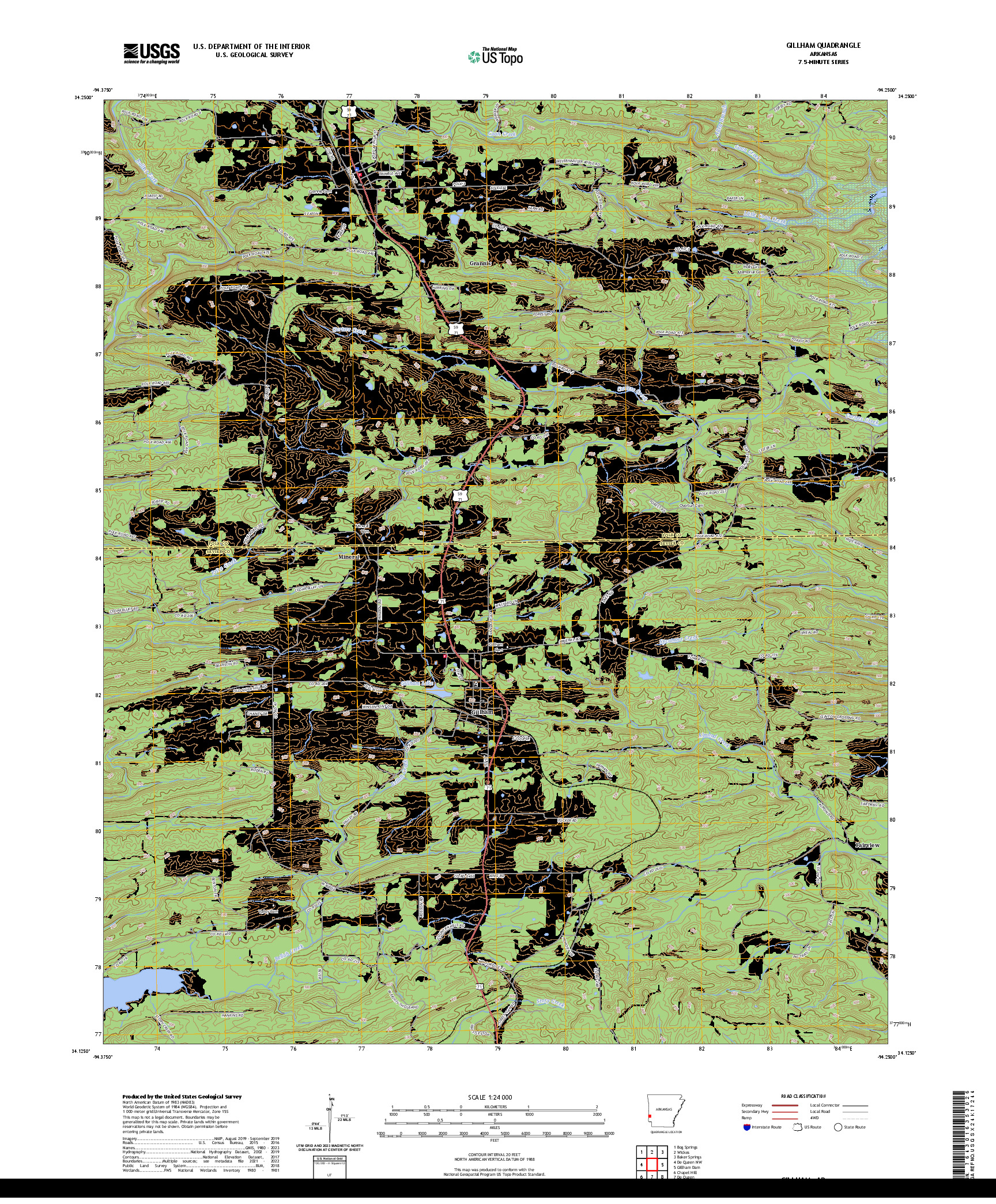 US TOPO 7.5-MINUTE MAP FOR GILLHAM, AR