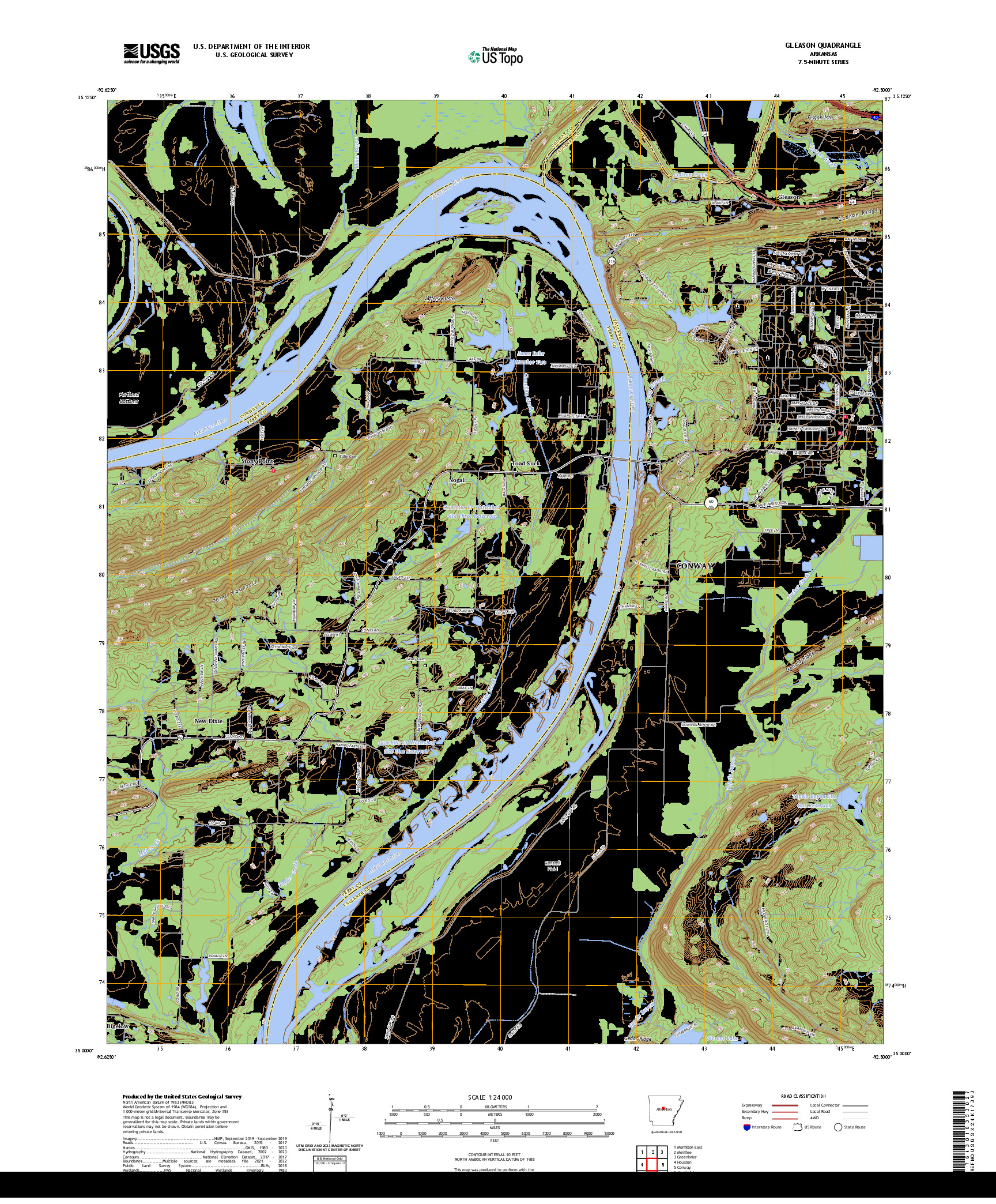 US TOPO 7.5-MINUTE MAP FOR GLEASON, AR