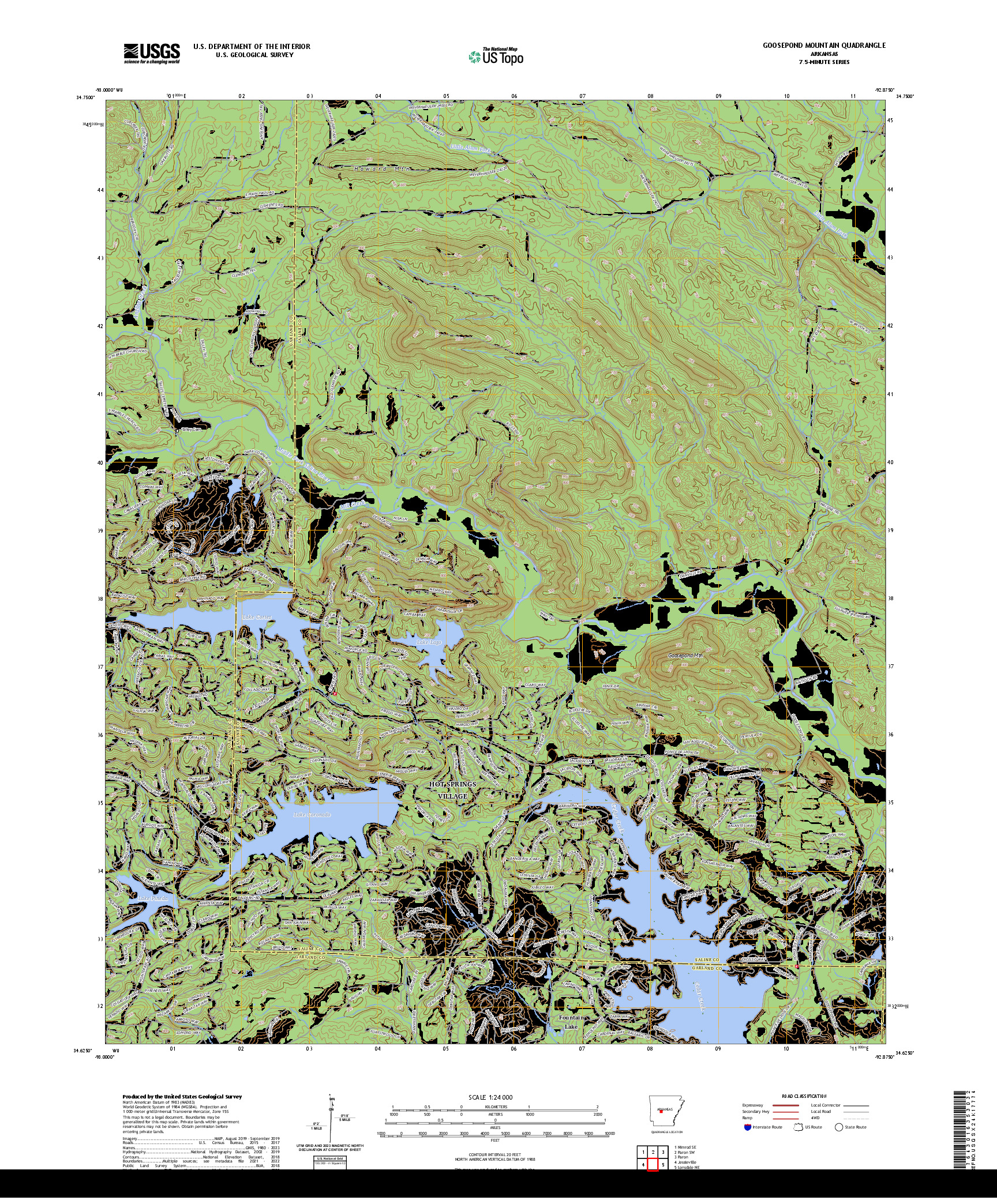 US TOPO 7.5-MINUTE MAP FOR GOOSEPOND MOUNTAIN, AR