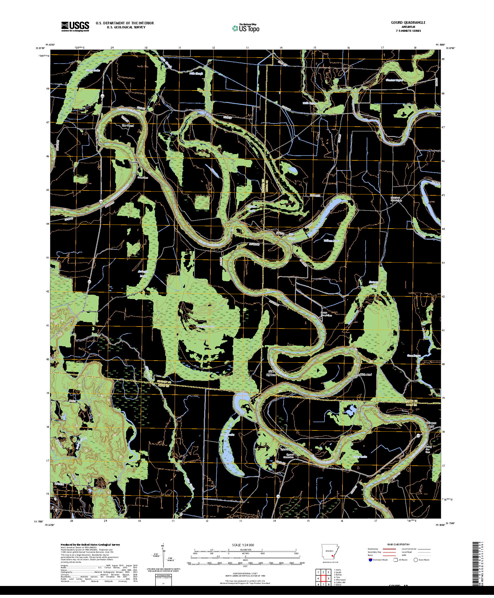 US TOPO 7.5-MINUTE MAP FOR GOURD, AR
