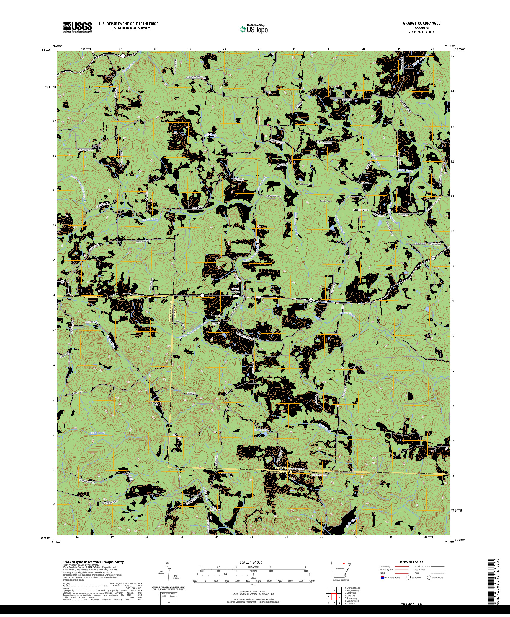 US TOPO 7.5-MINUTE MAP FOR GRANGE, AR