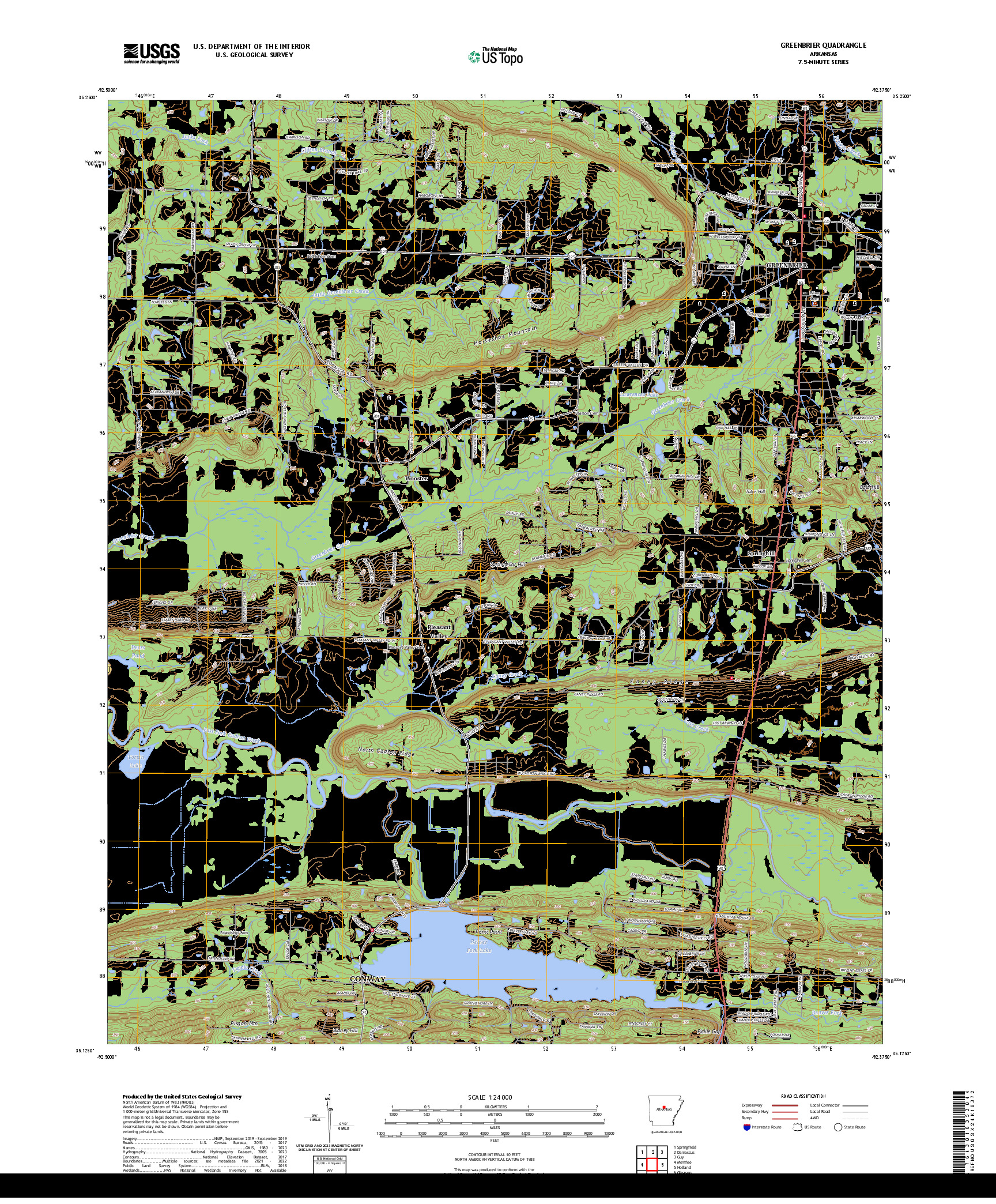 US TOPO 7.5-MINUTE MAP FOR GREENBRIER, AR