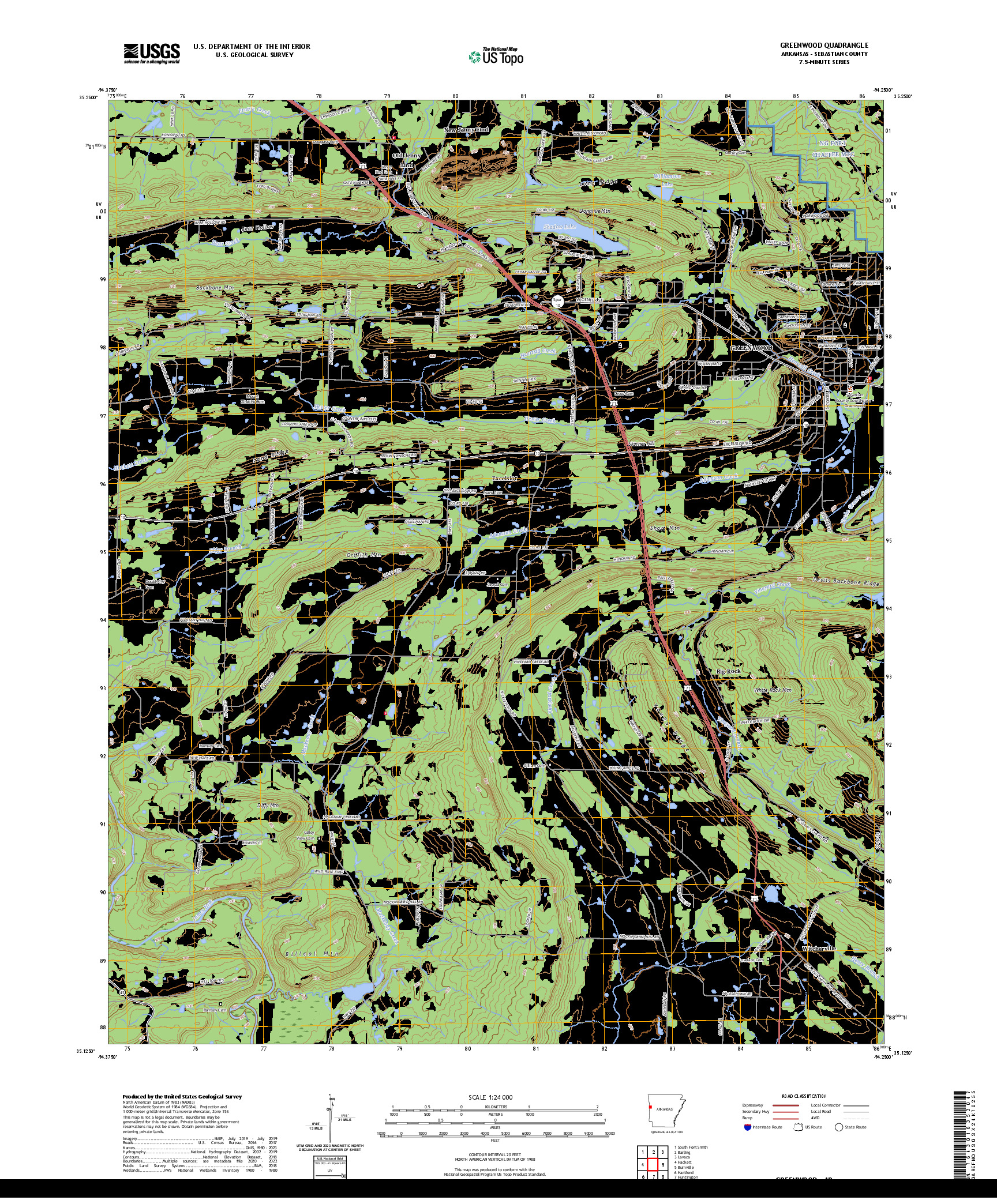 US TOPO 7.5-MINUTE MAP FOR GREENWOOD, AR