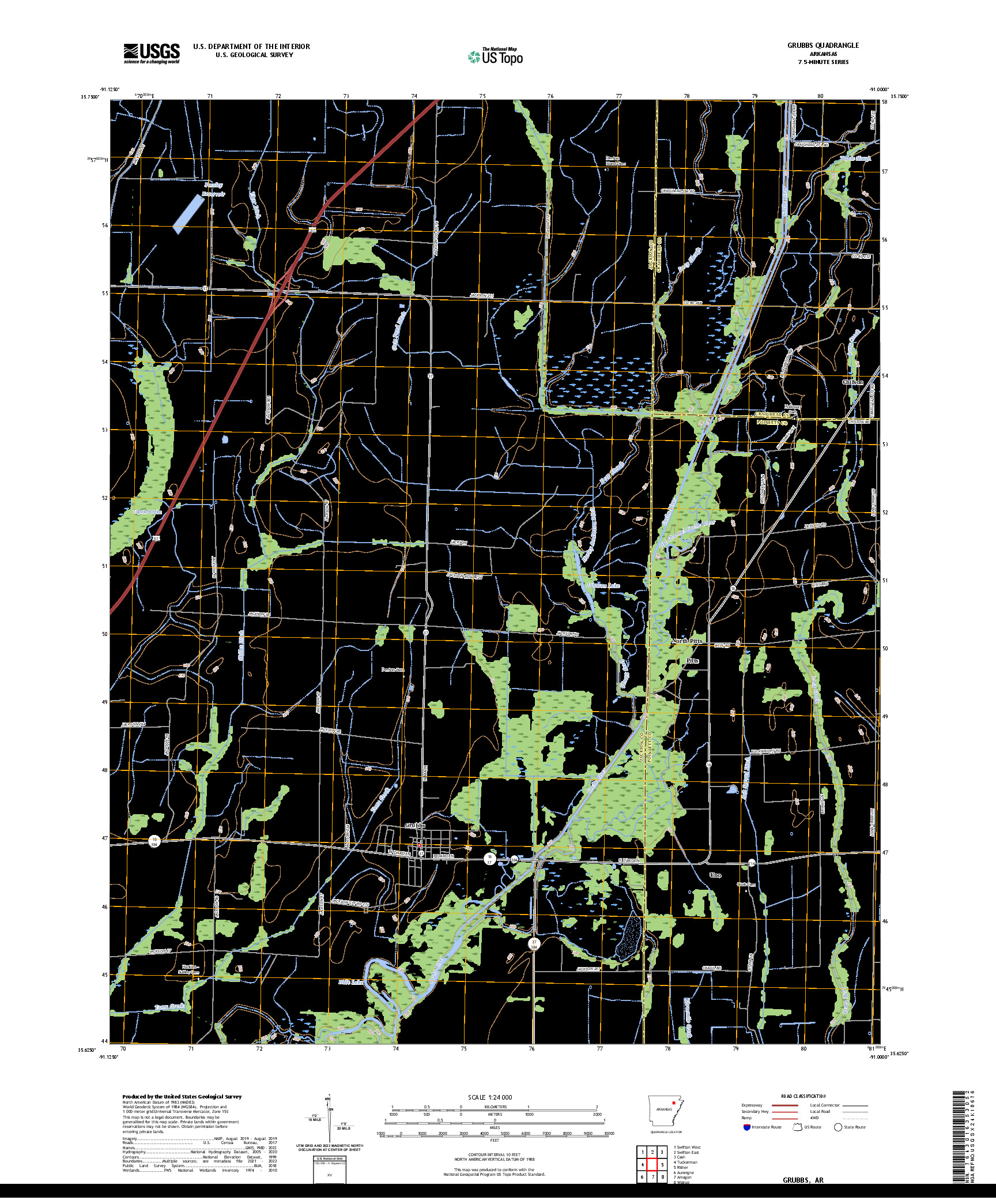 US TOPO 7.5-MINUTE MAP FOR GRUBBS, AR