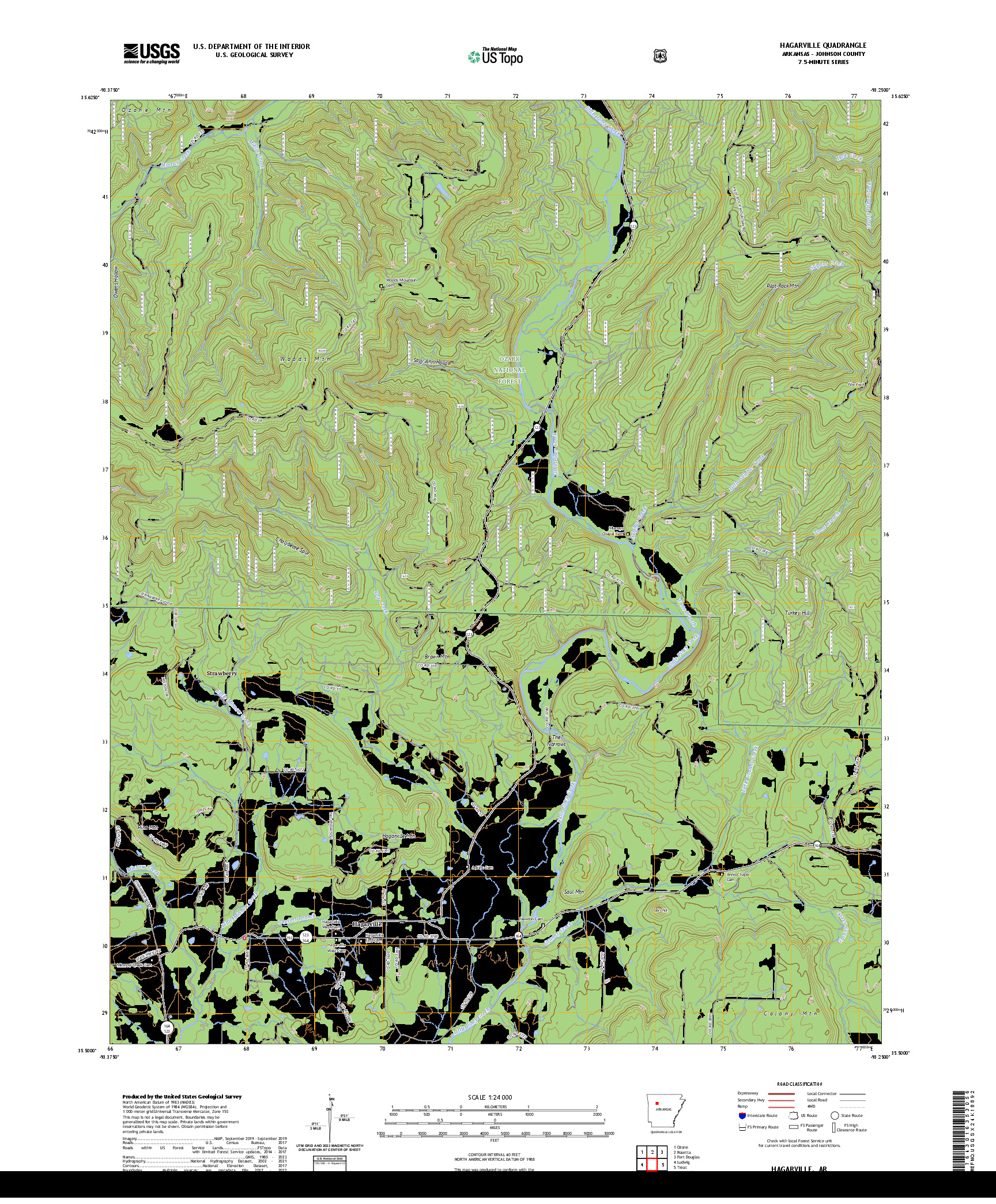 US TOPO 7.5-MINUTE MAP FOR HAGARVILLE, AR