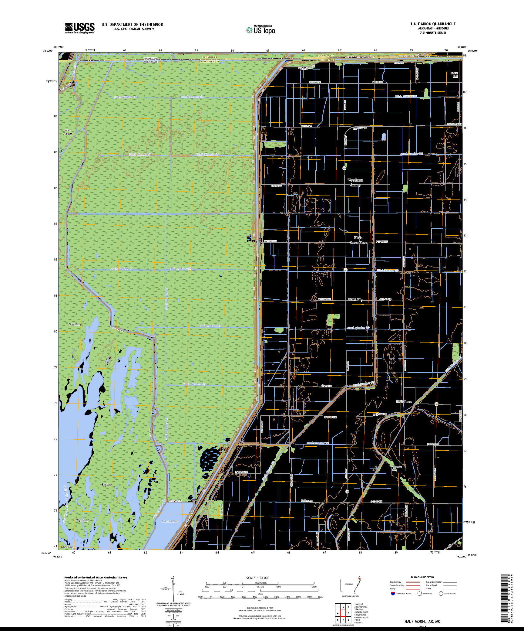 US TOPO 7.5-MINUTE MAP FOR HALF MOON, AR,MO
