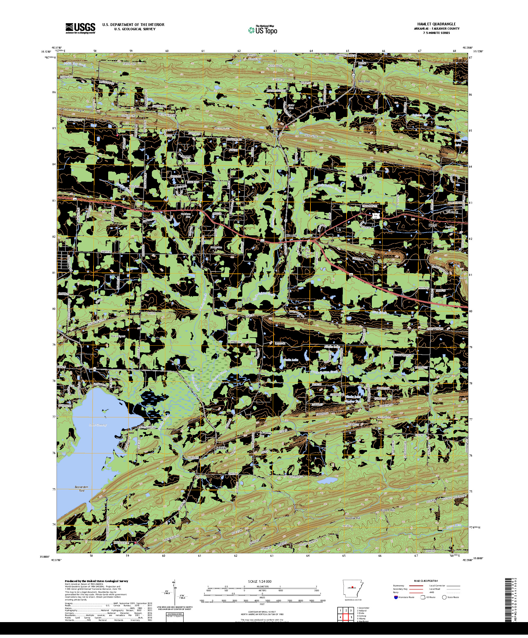 US TOPO 7.5-MINUTE MAP FOR HAMLET, AR