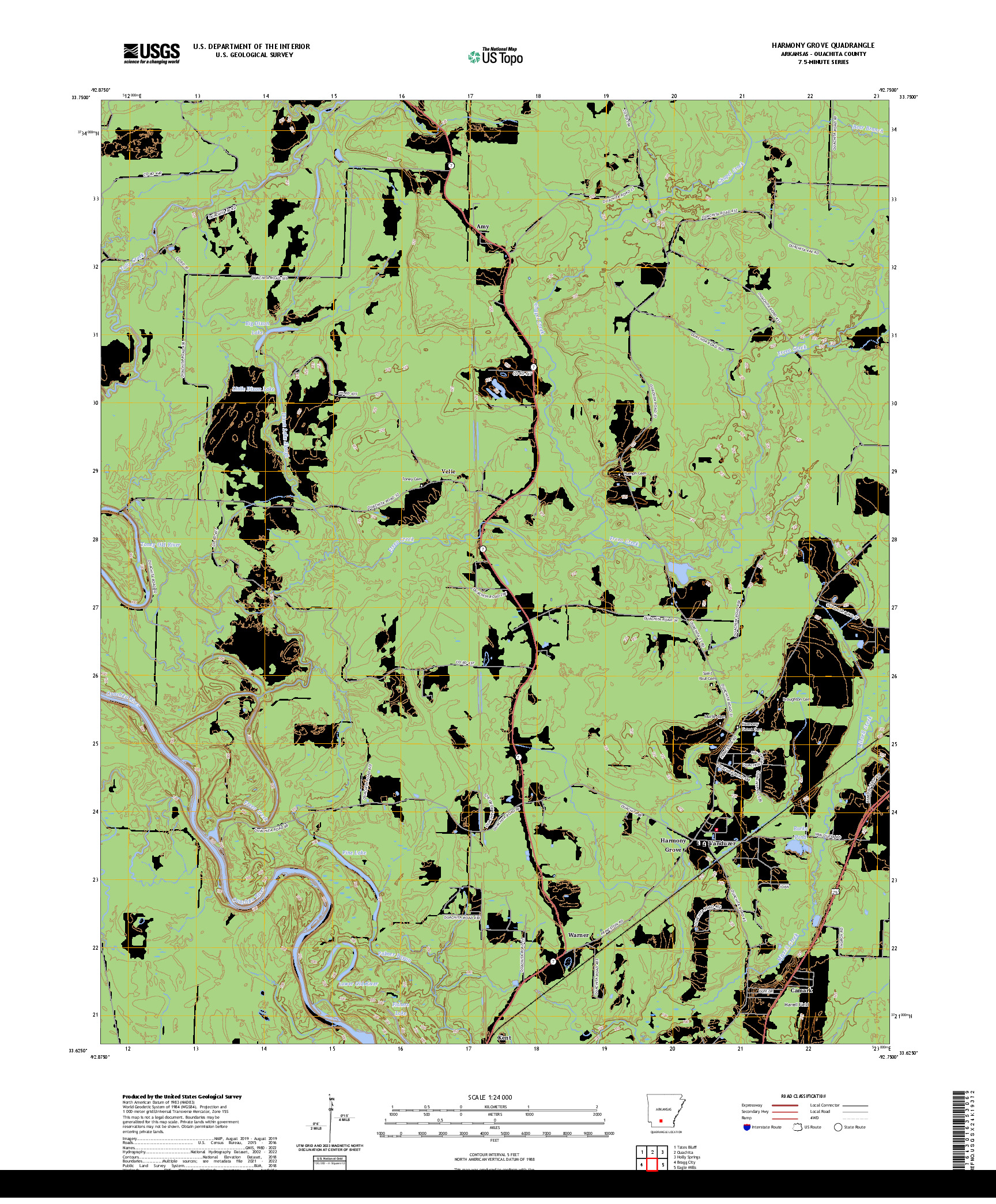 US TOPO 7.5-MINUTE MAP FOR HARMONY GROVE, AR