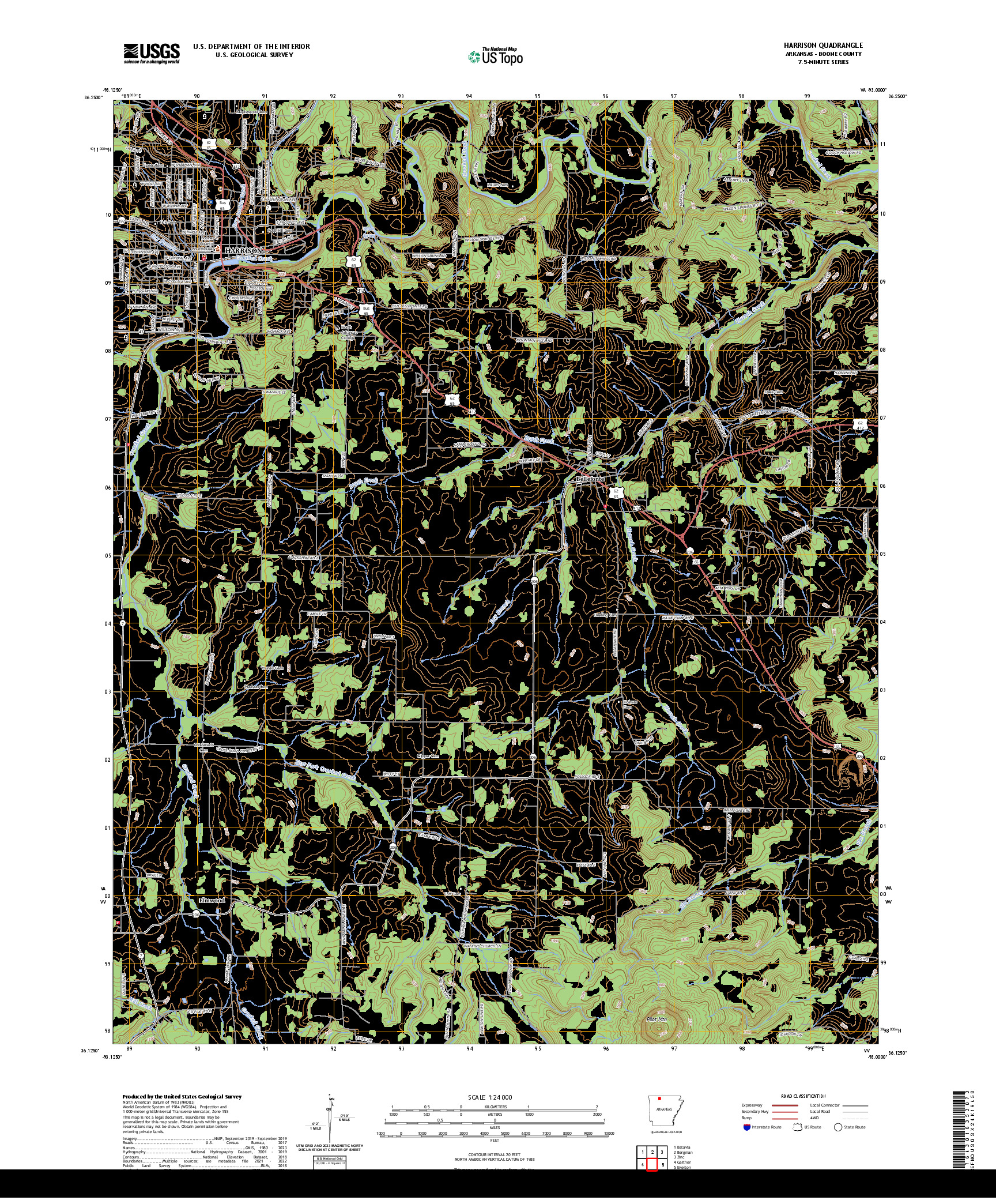 US TOPO 7.5-MINUTE MAP FOR HARRISON, AR