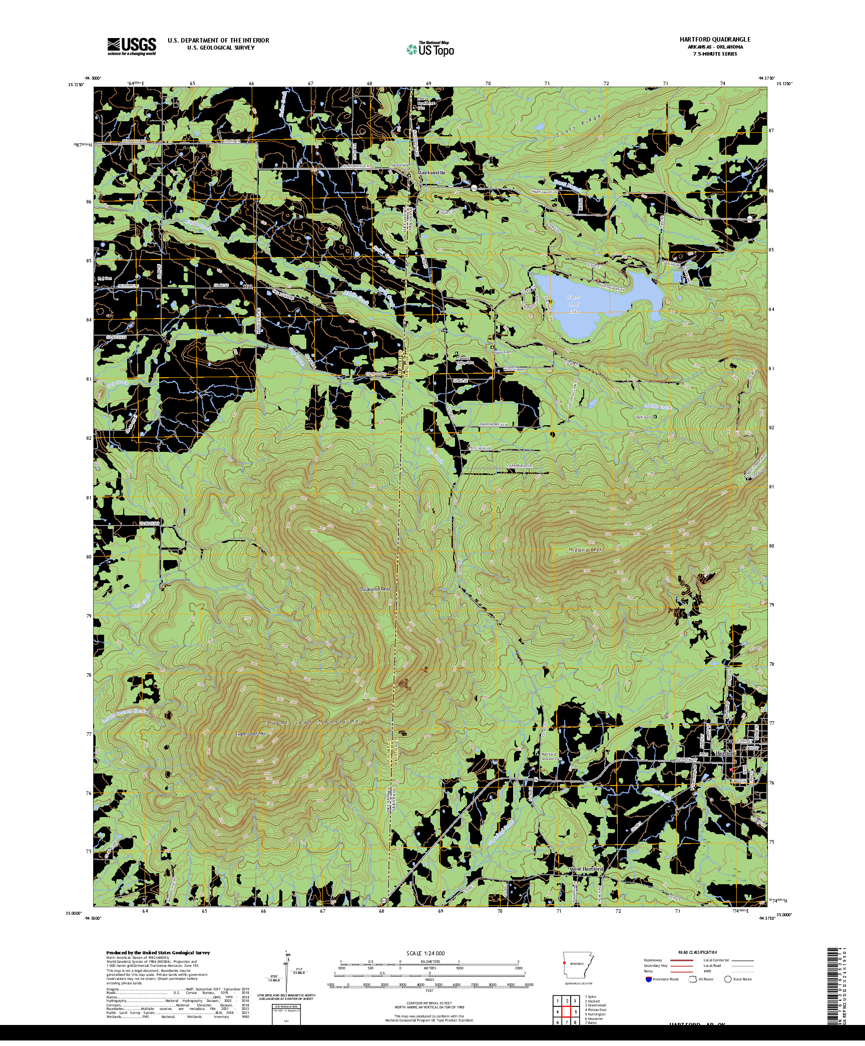 US TOPO 7.5-MINUTE MAP FOR HARTFORD, AR,OK