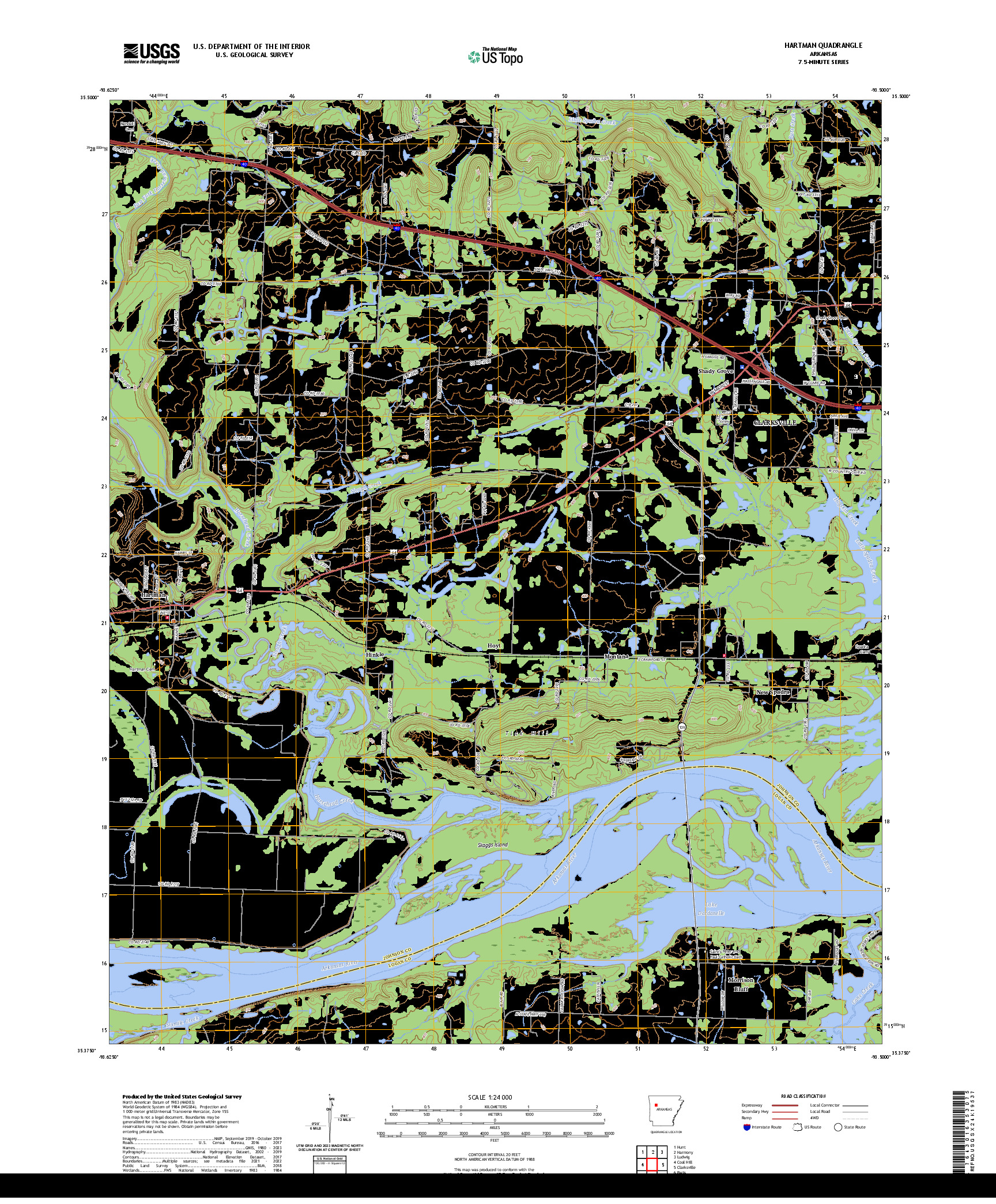 US TOPO 7.5-MINUTE MAP FOR HARTMAN, AR