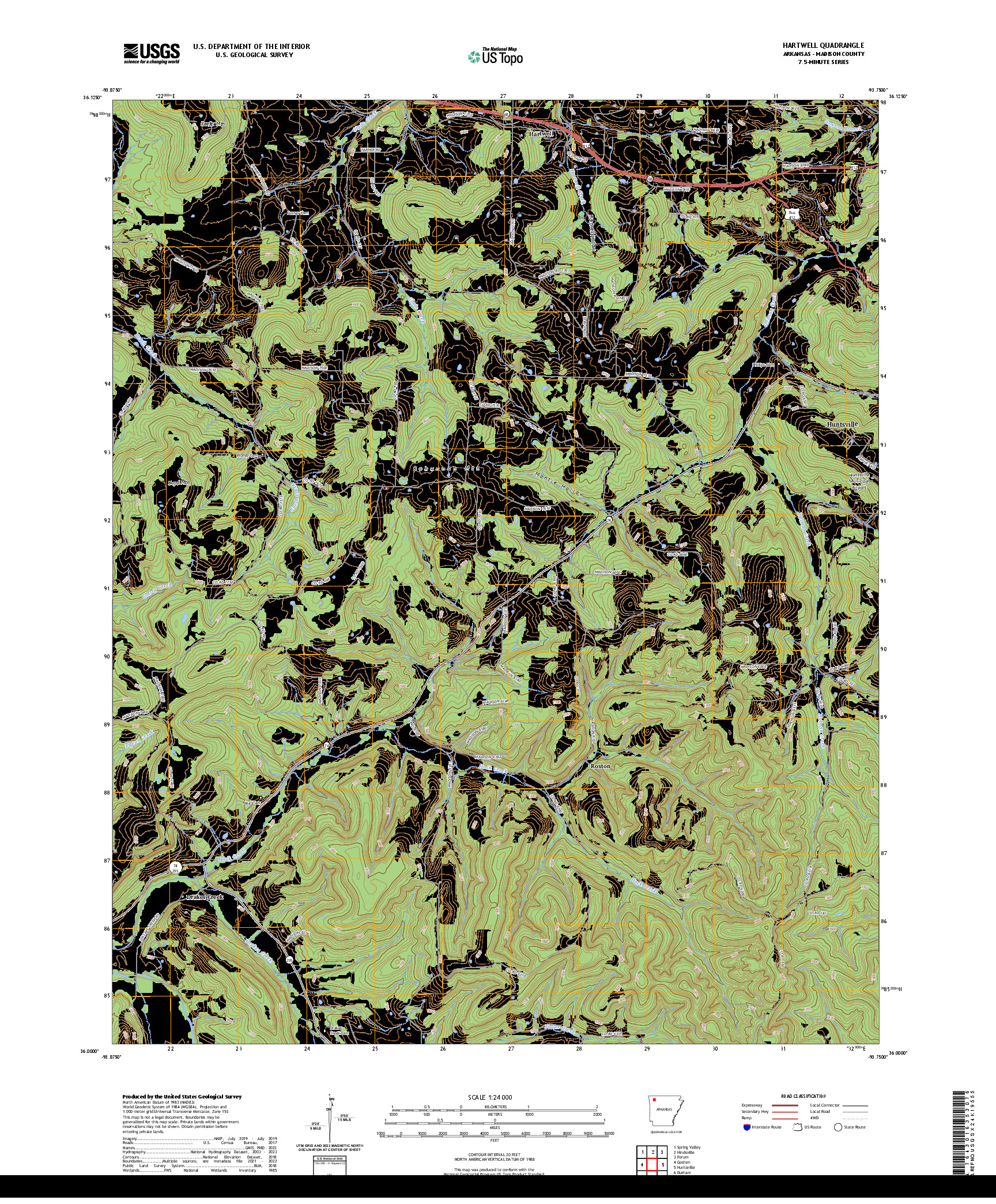 US TOPO 7.5-MINUTE MAP FOR HARTWELL, AR