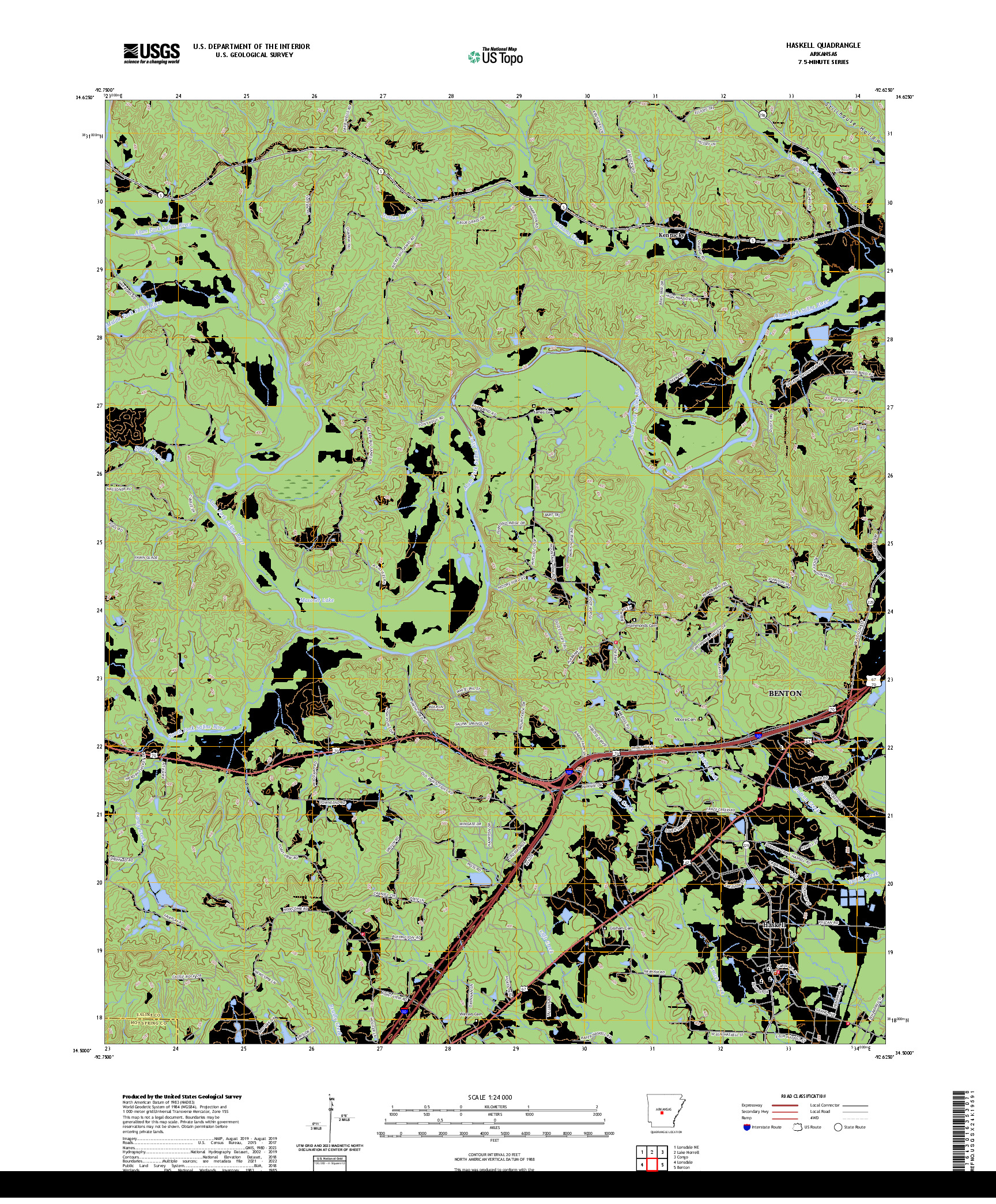 US TOPO 7.5-MINUTE MAP FOR HASKELL, AR