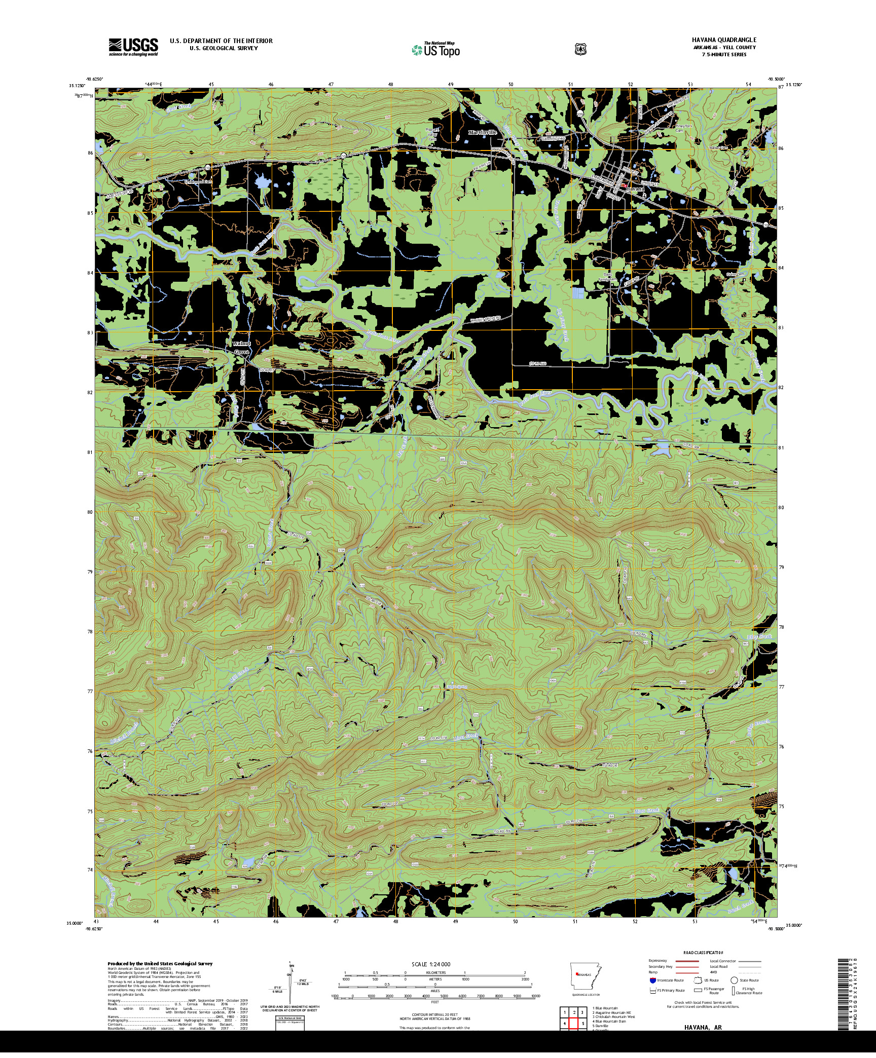 US TOPO 7.5-MINUTE MAP FOR HAVANA, AR