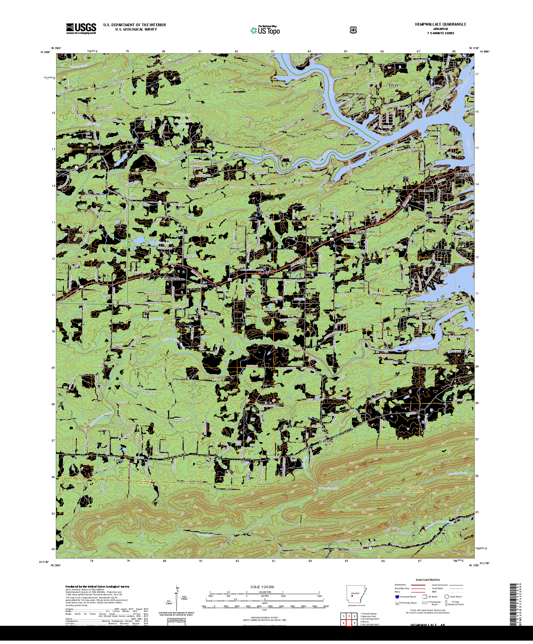 US TOPO 7.5-MINUTE MAP FOR HEMPWALLACE, AR