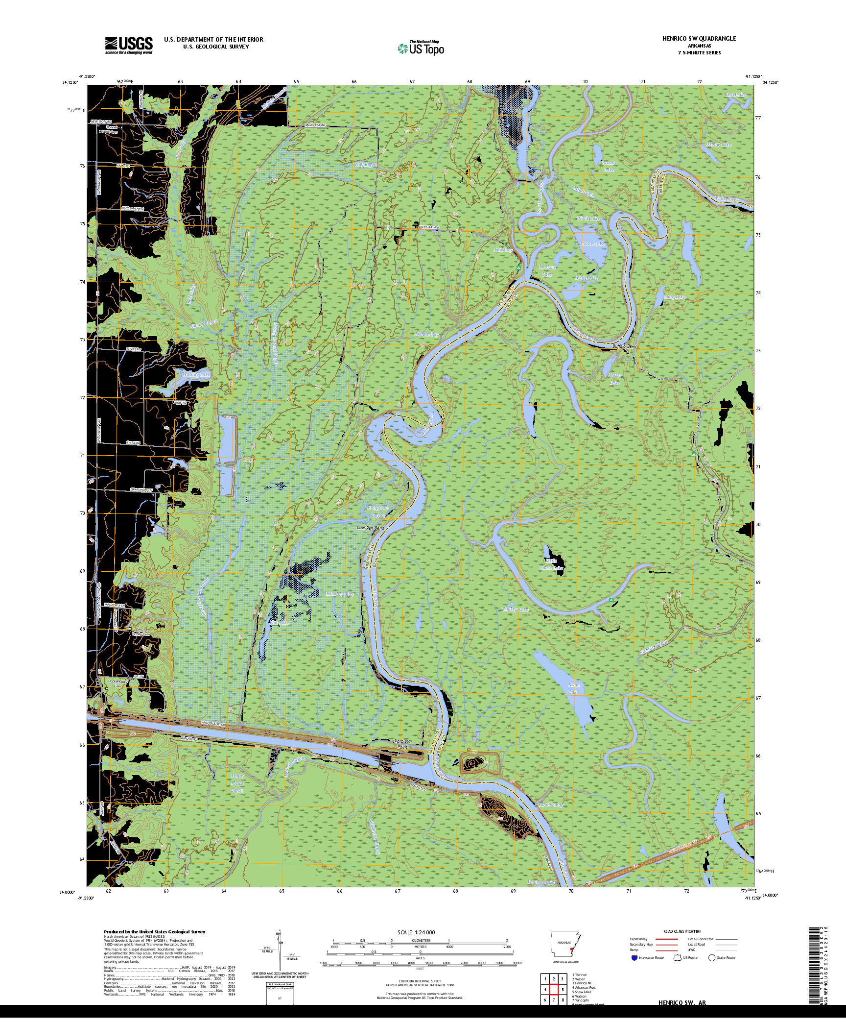 US TOPO 7.5-MINUTE MAP FOR HENRICO SW, AR