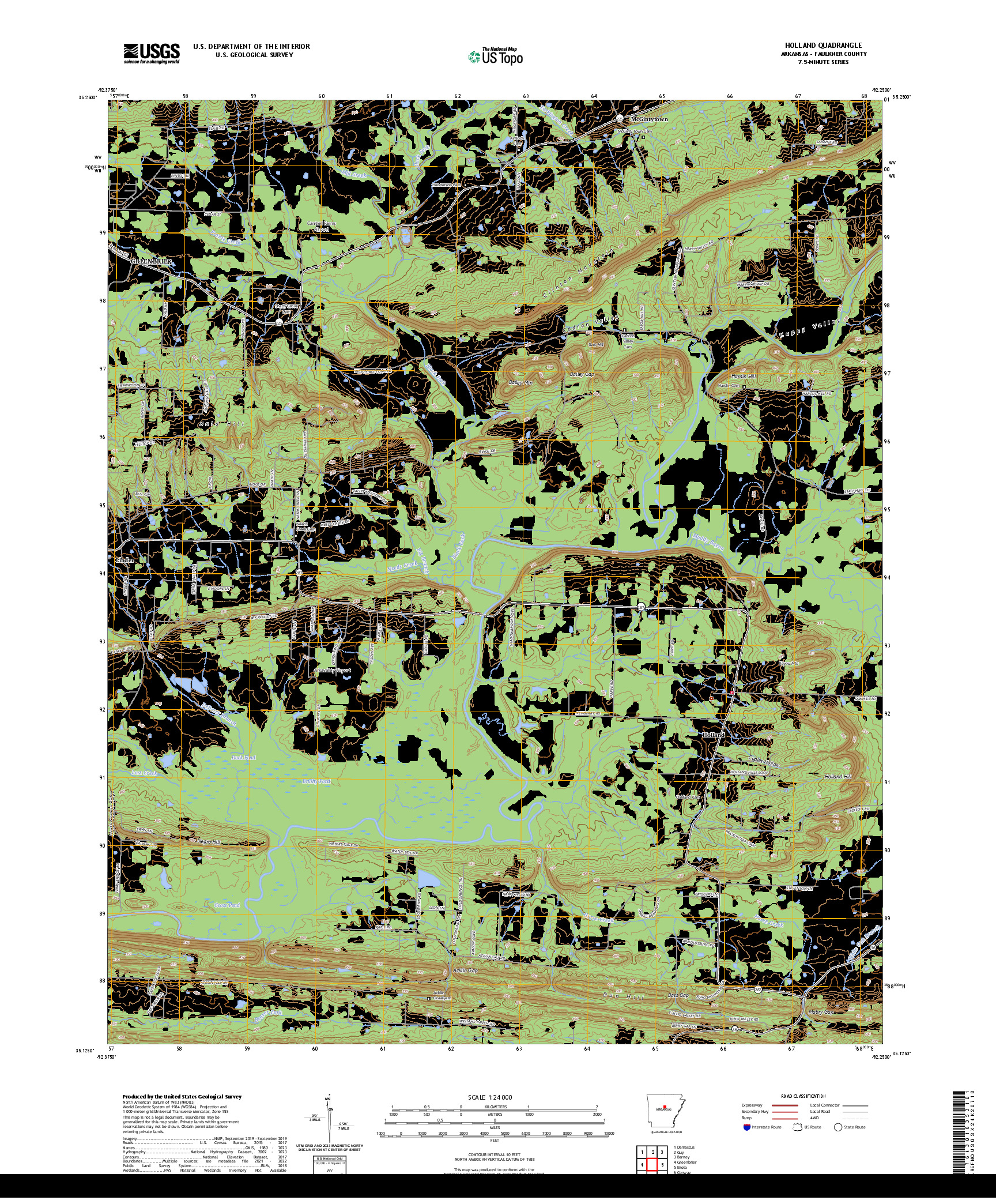 US TOPO 7.5-MINUTE MAP FOR HOLLAND, AR