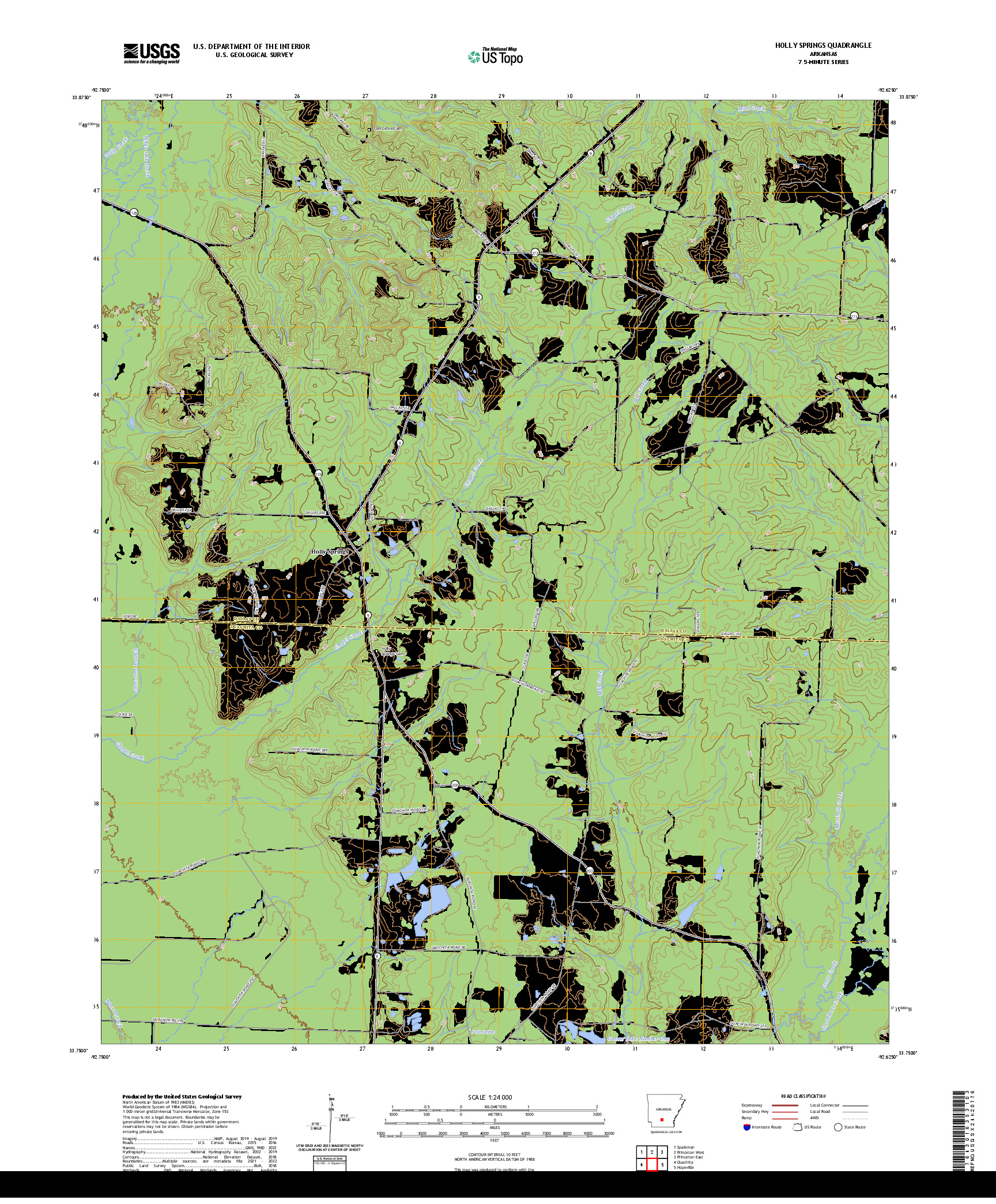 US TOPO 7.5-MINUTE MAP FOR HOLLY SPRINGS, AR