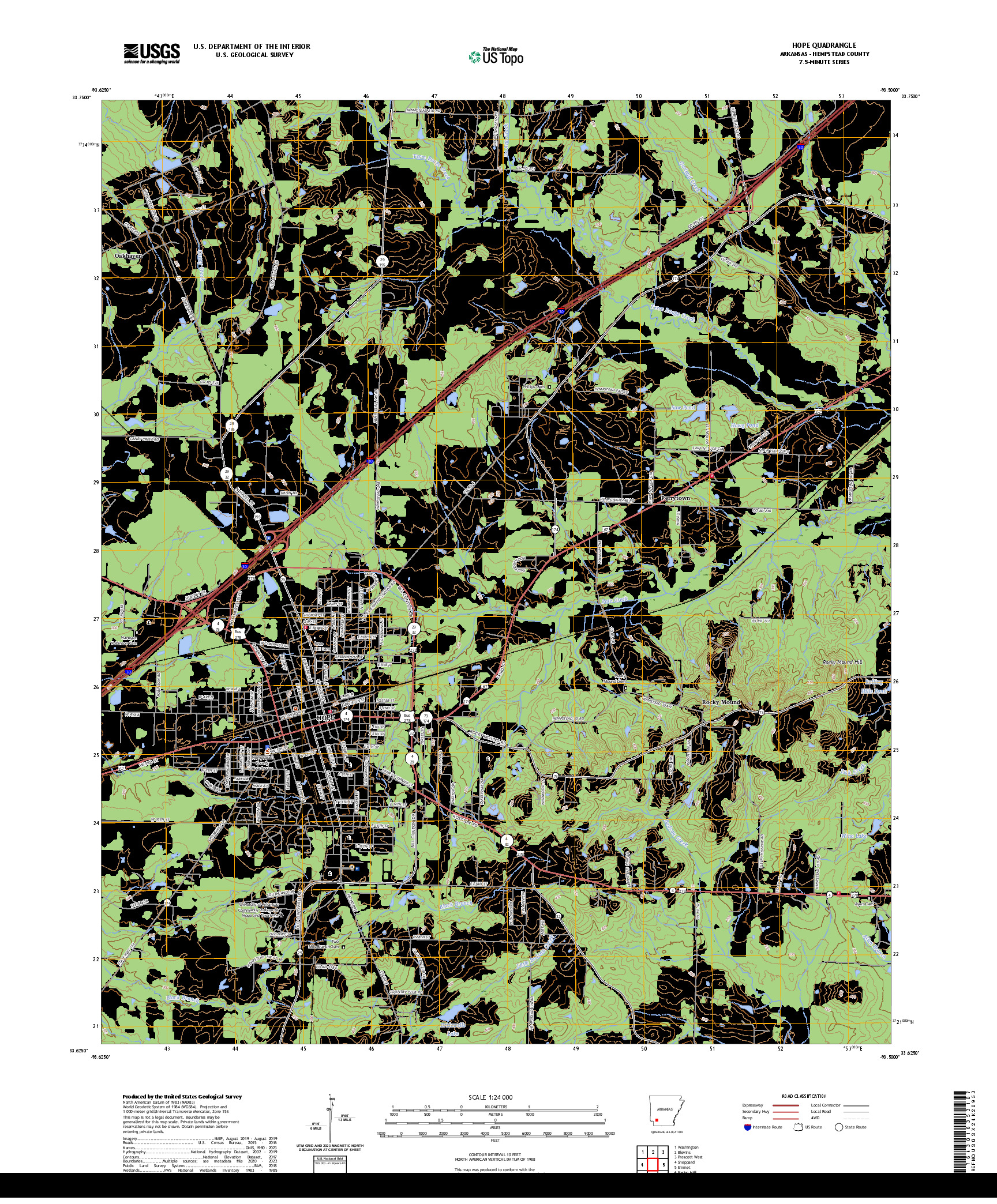 US TOPO 7.5-MINUTE MAP FOR HOPE, AR