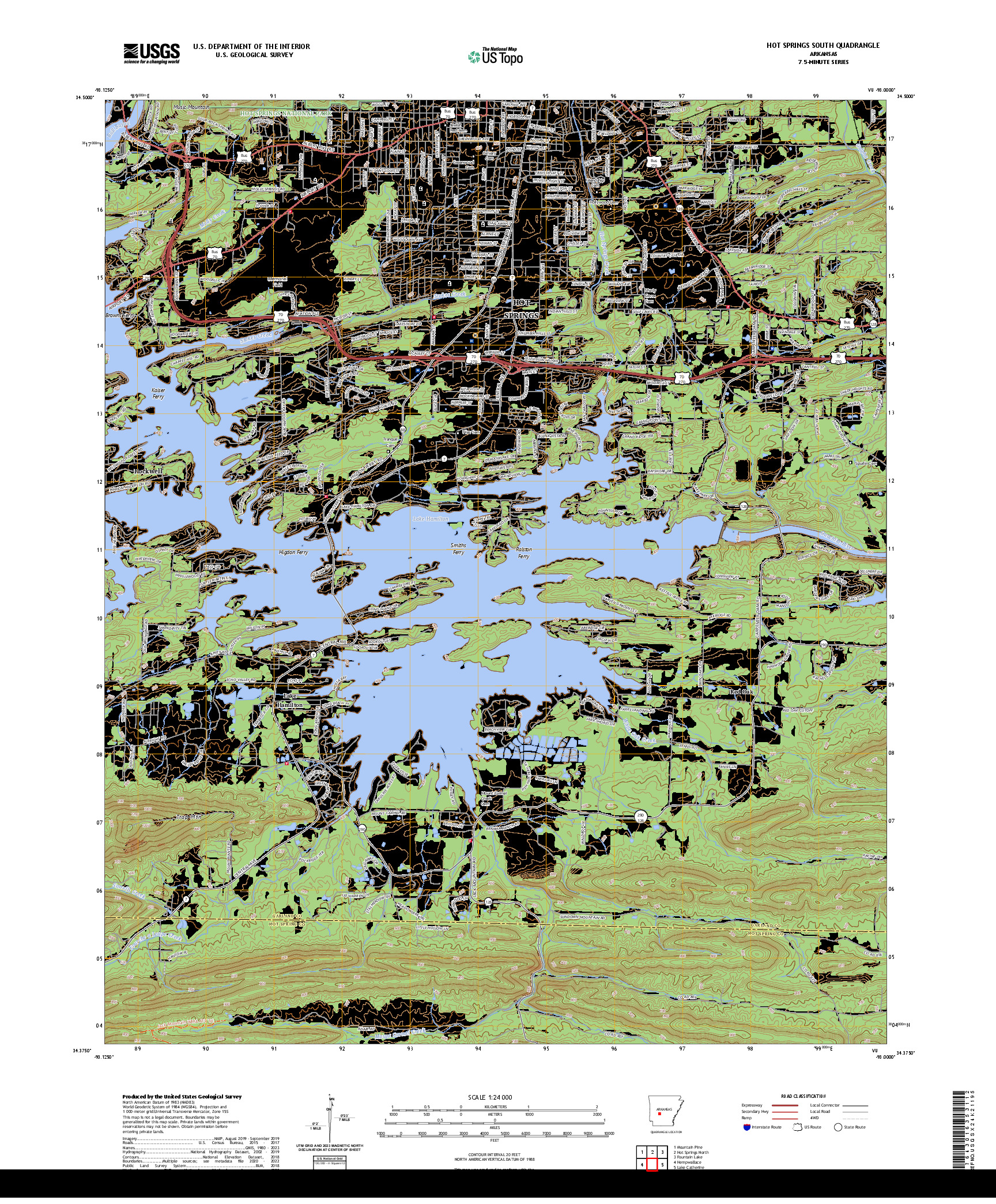 US TOPO 7.5-MINUTE MAP FOR HOT SPRINGS SOUTH, AR