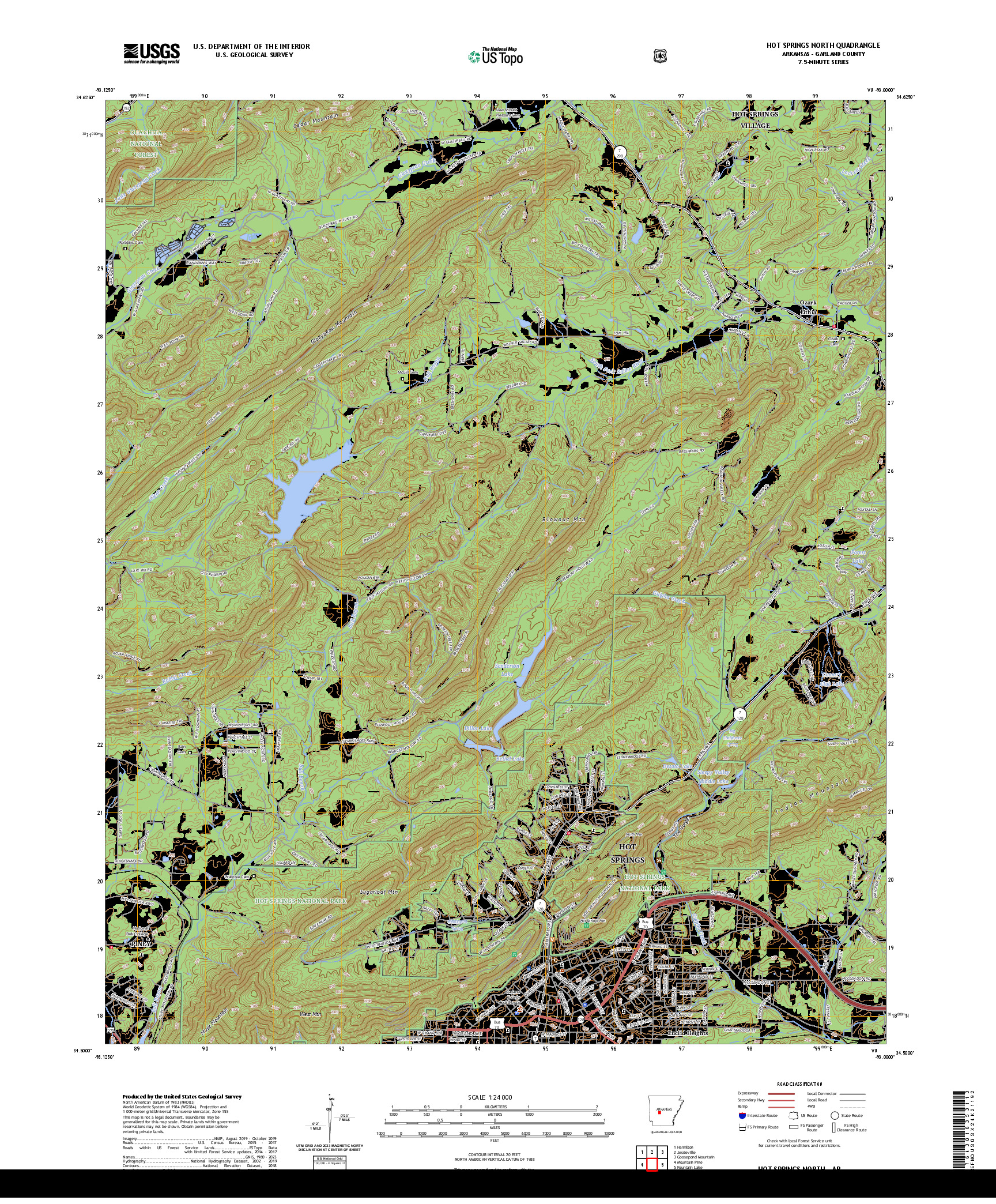 US TOPO 7.5-MINUTE MAP FOR HOT SPRINGS NORTH, AR