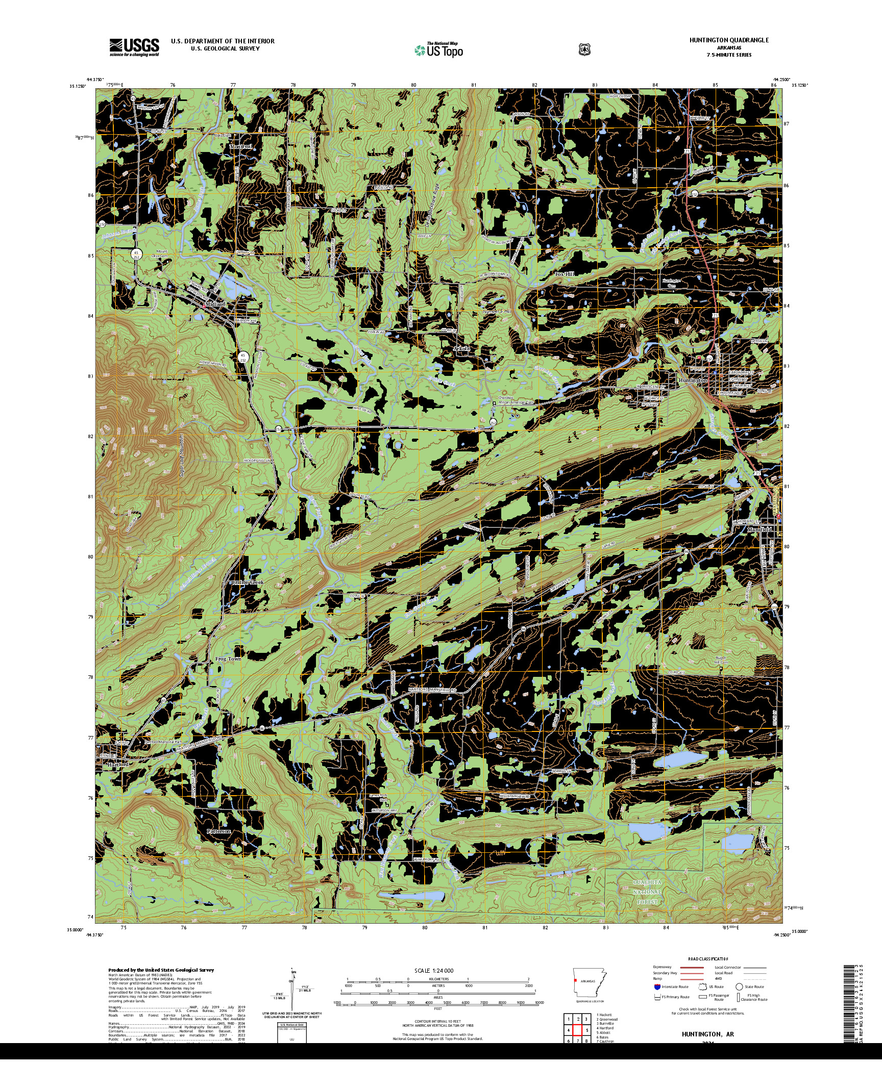 US TOPO 7.5-MINUTE MAP FOR HUNTINGTON, AR