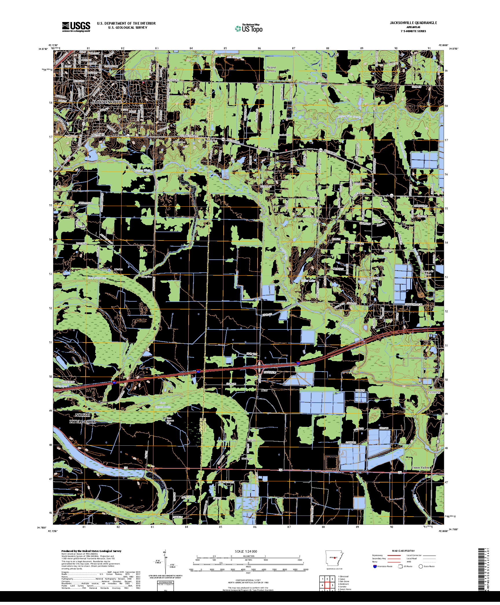 US TOPO 7.5-MINUTE MAP FOR JACKSONVILLE, AR