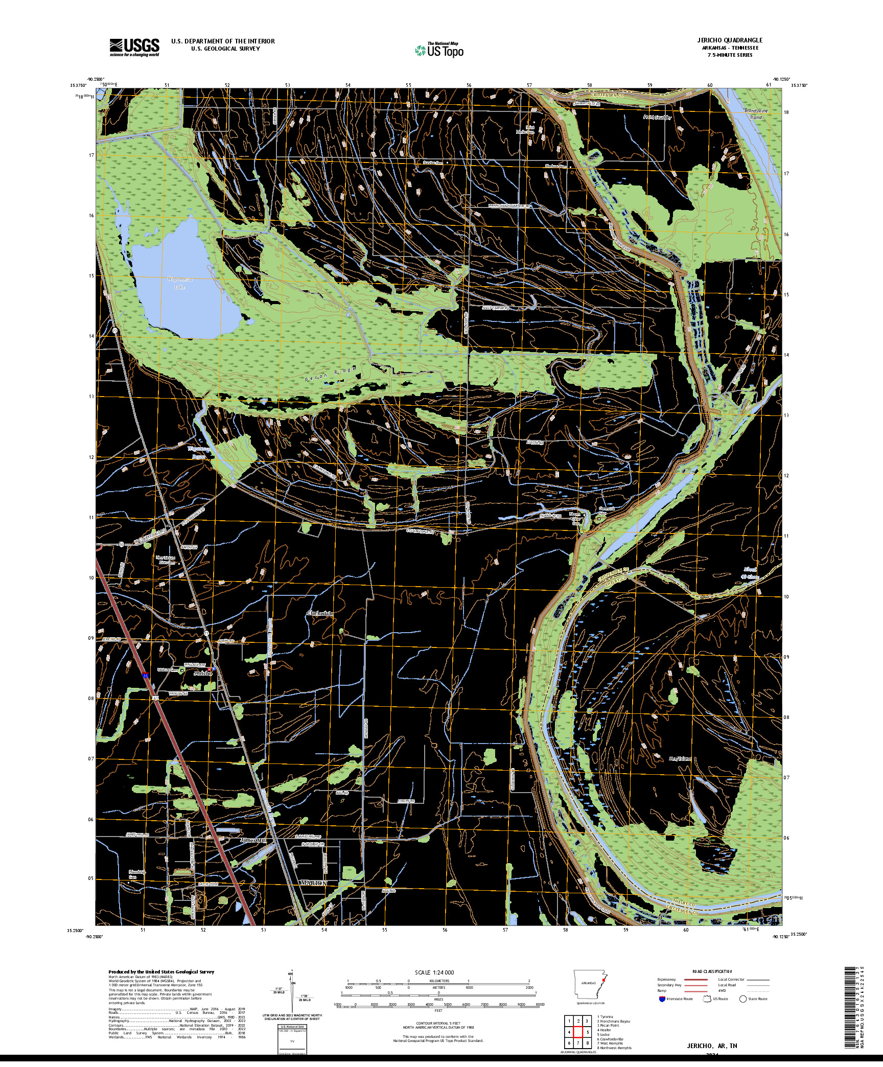 US TOPO 7.5-MINUTE MAP FOR JERICHO, AR,TN
