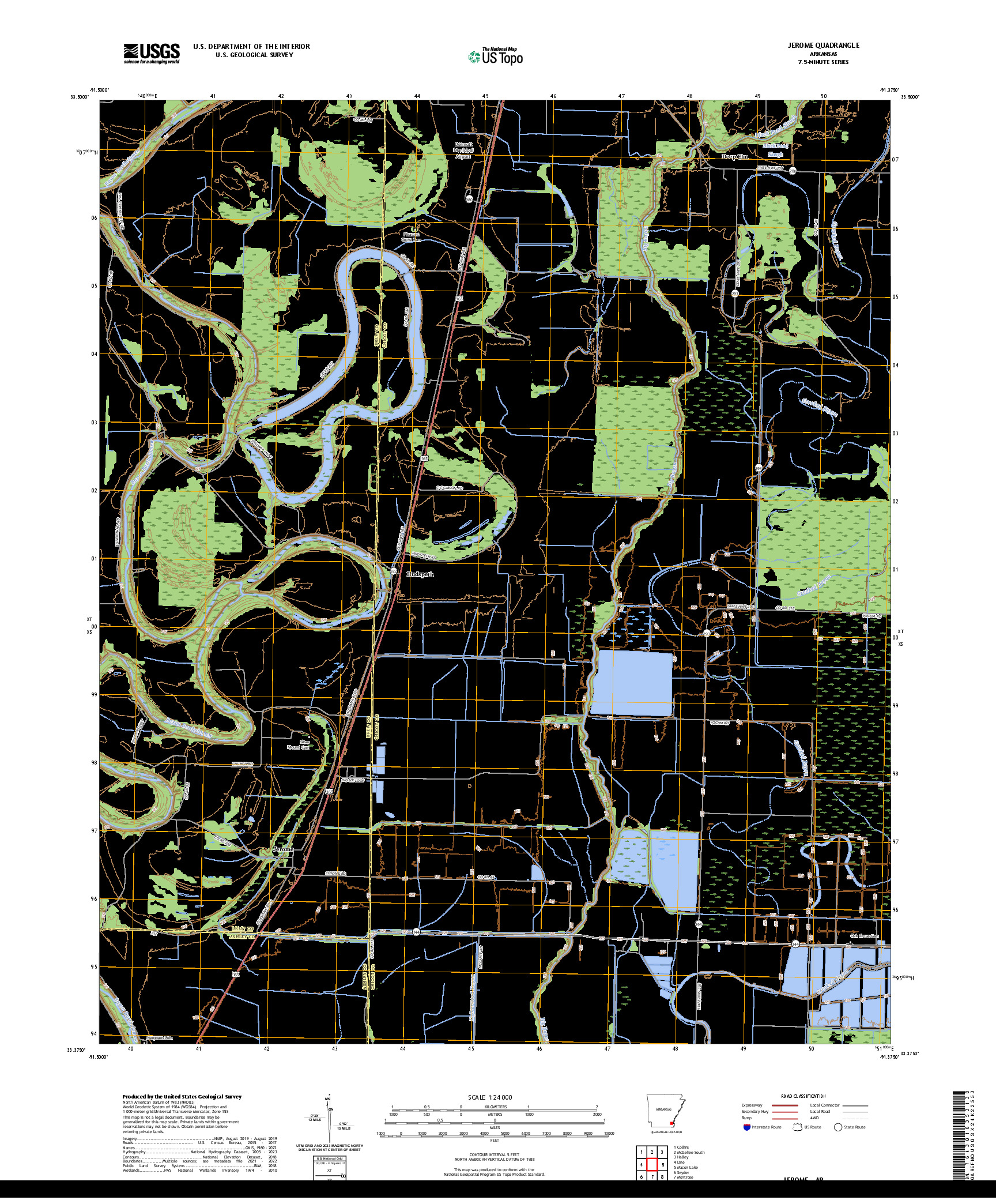 US TOPO 7.5-MINUTE MAP FOR JEROME, AR